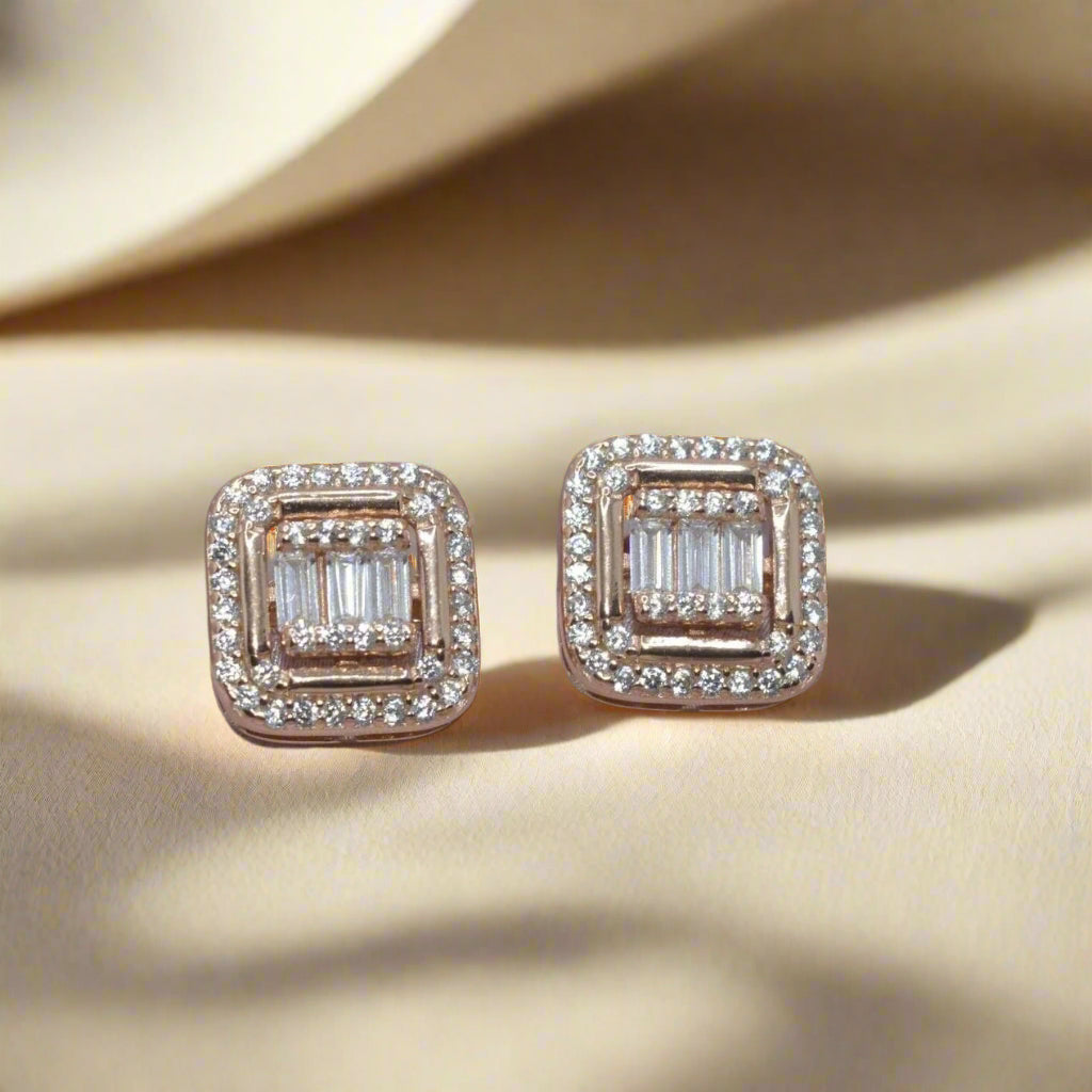 Baguette-Set Square Earrings - Luxevogue