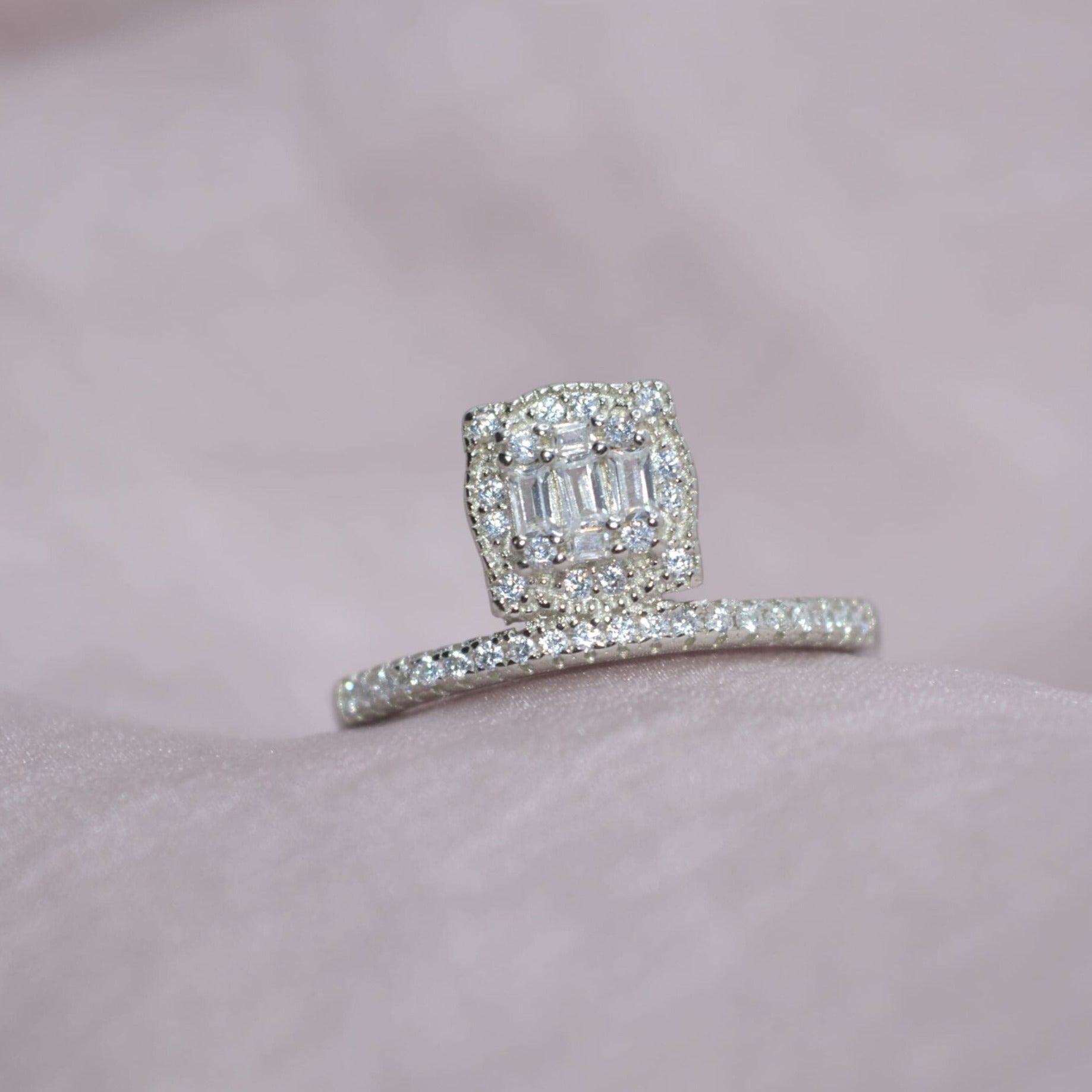 Elevated Square Stones Stack Ring - Luxevogue