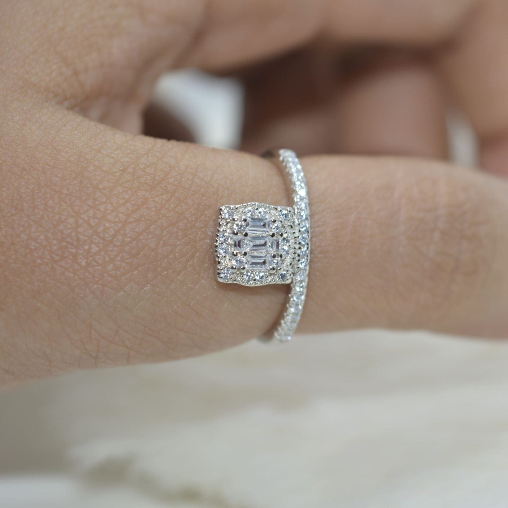 Elevated Square Stones Stack Ring - Luxevogue