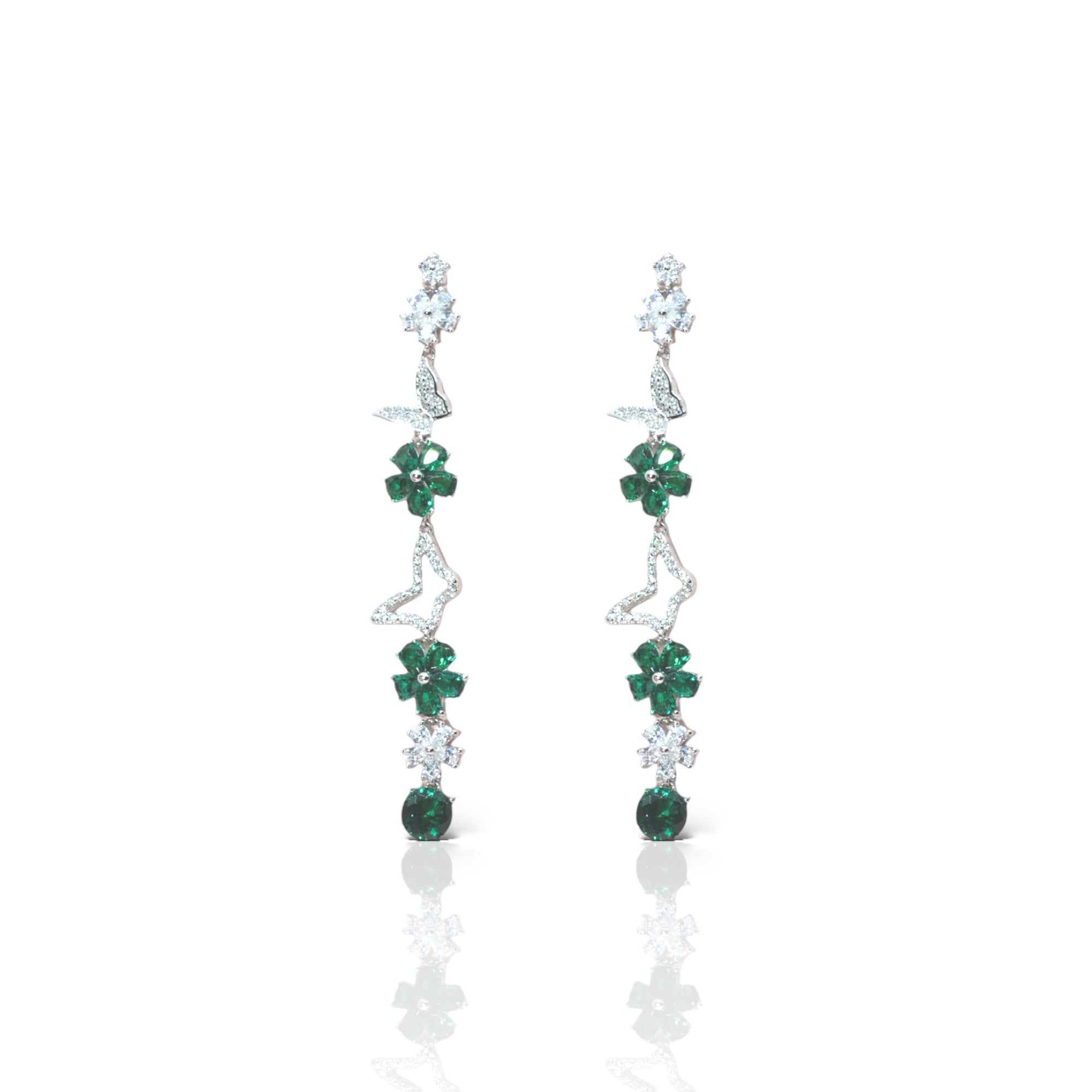 FlutterFlora Green Earrings - Luxevogue