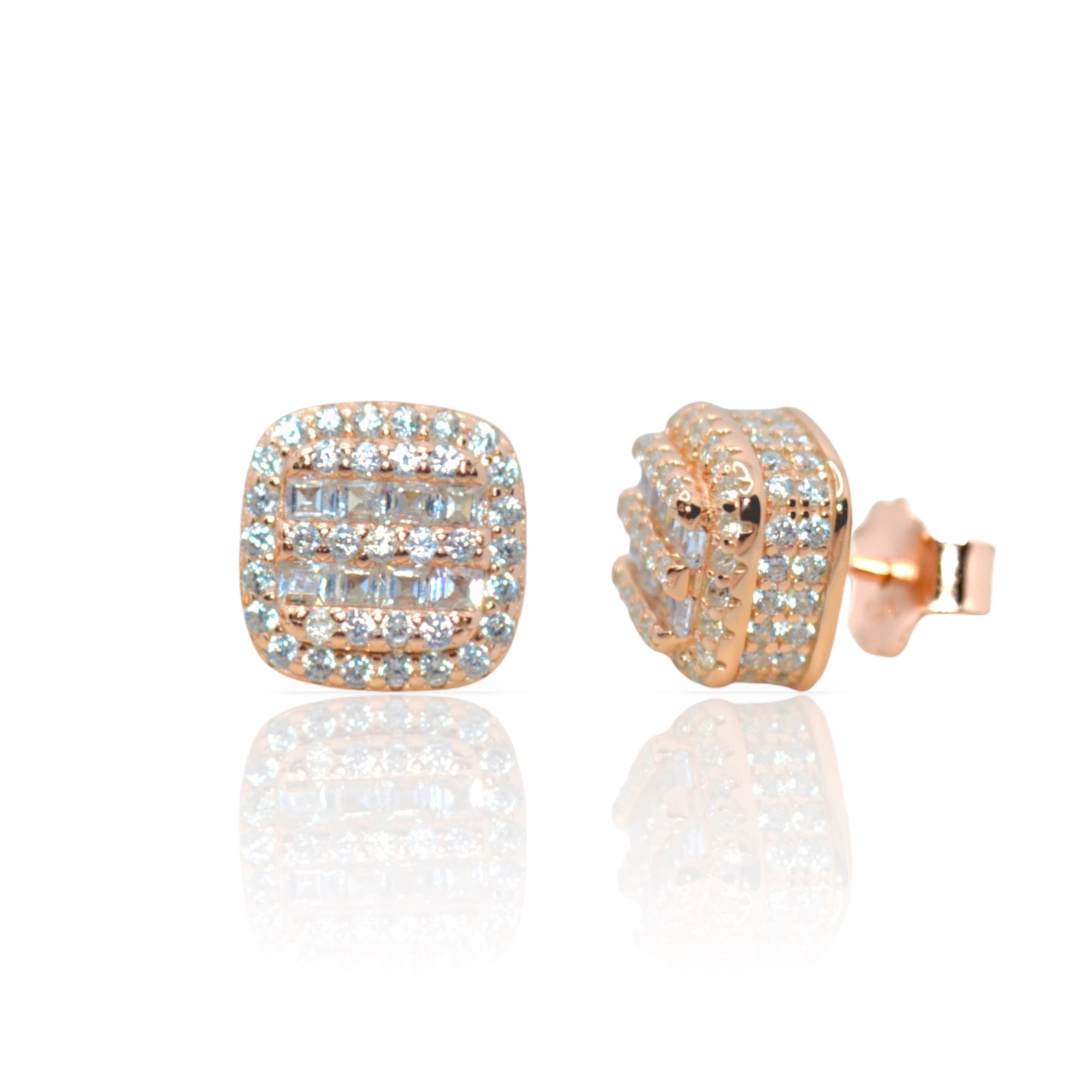 Rose Gold Gems Studs - Luxevogue