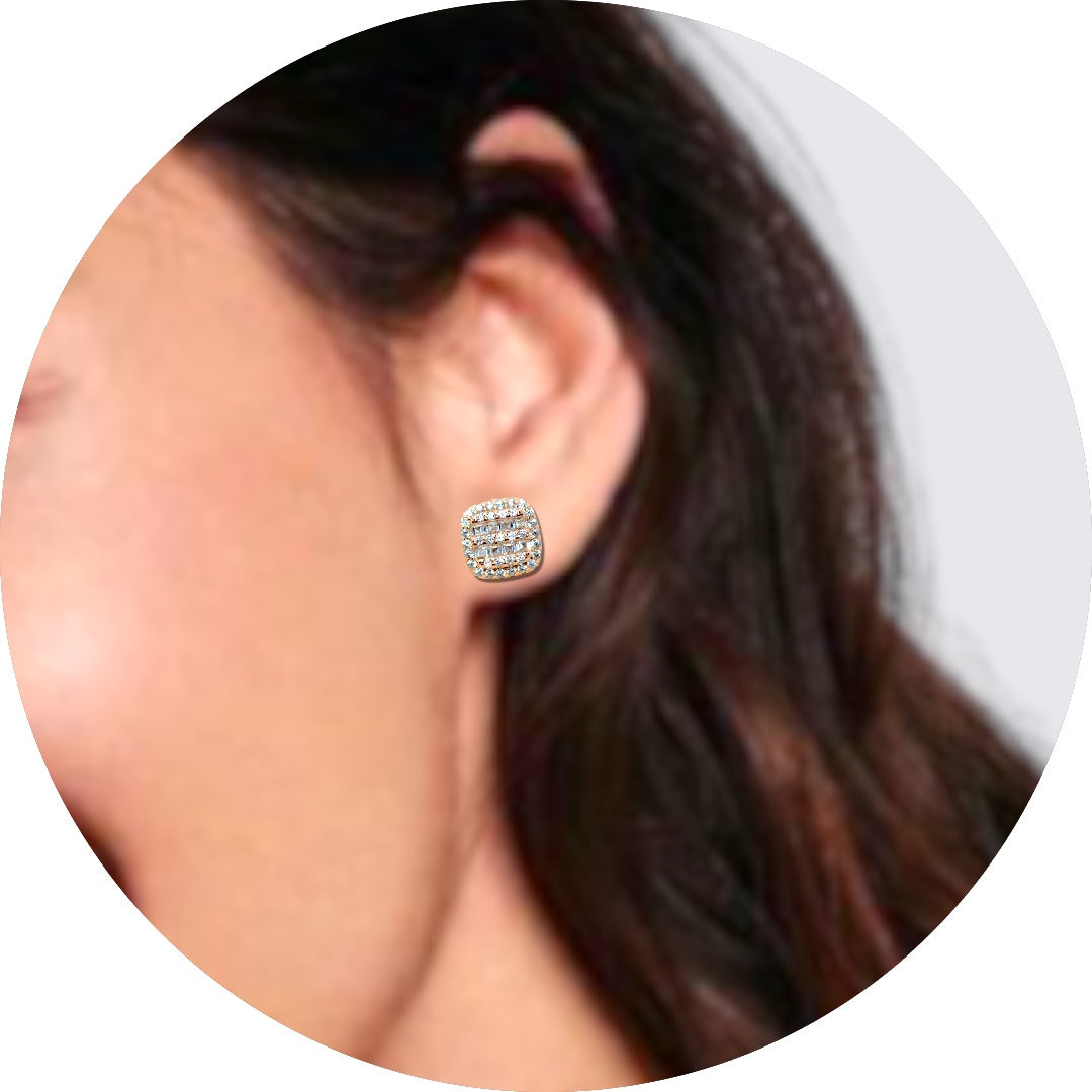 Rose Gold Gems Studs - Luxevogue
