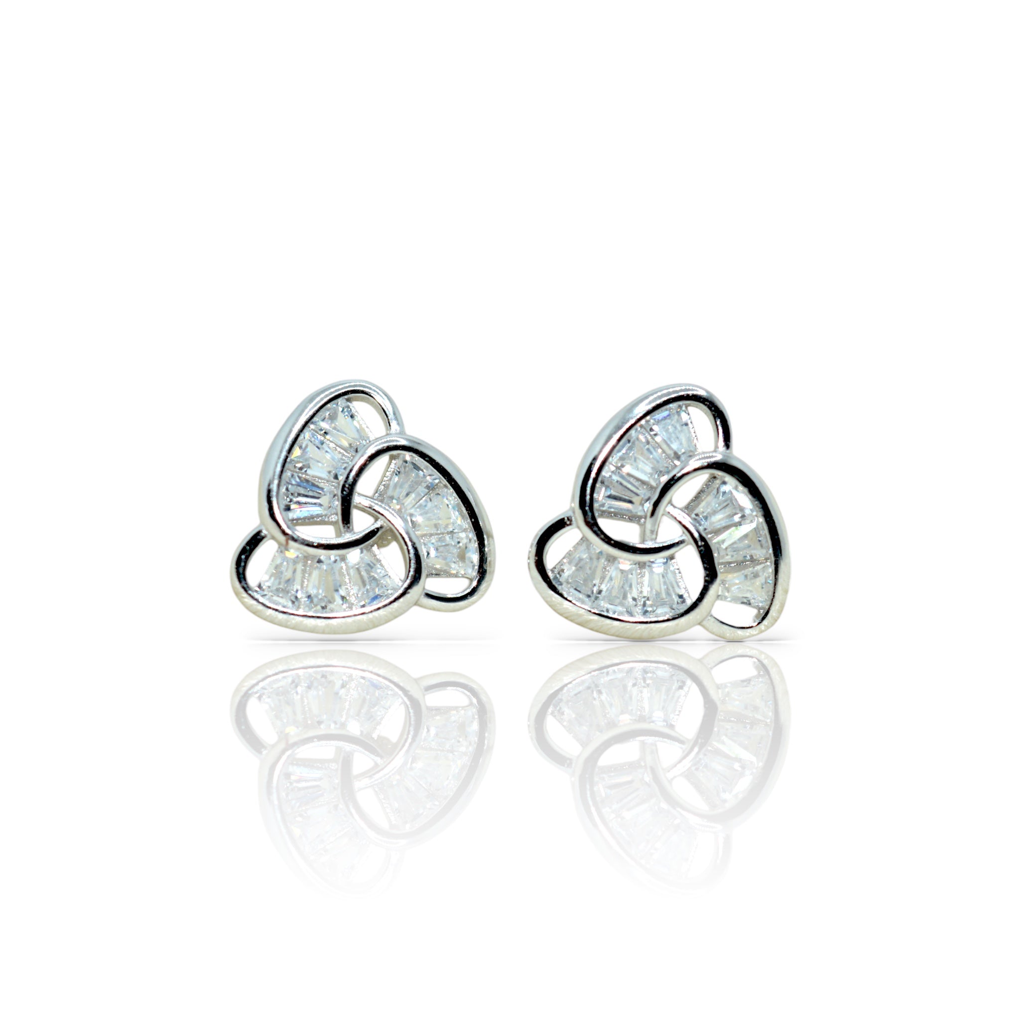 LUXEVOGUE Women 92.5 Sterling Silver Glamourous Whirlwind Earring White Gold 18K Rhodium Plating