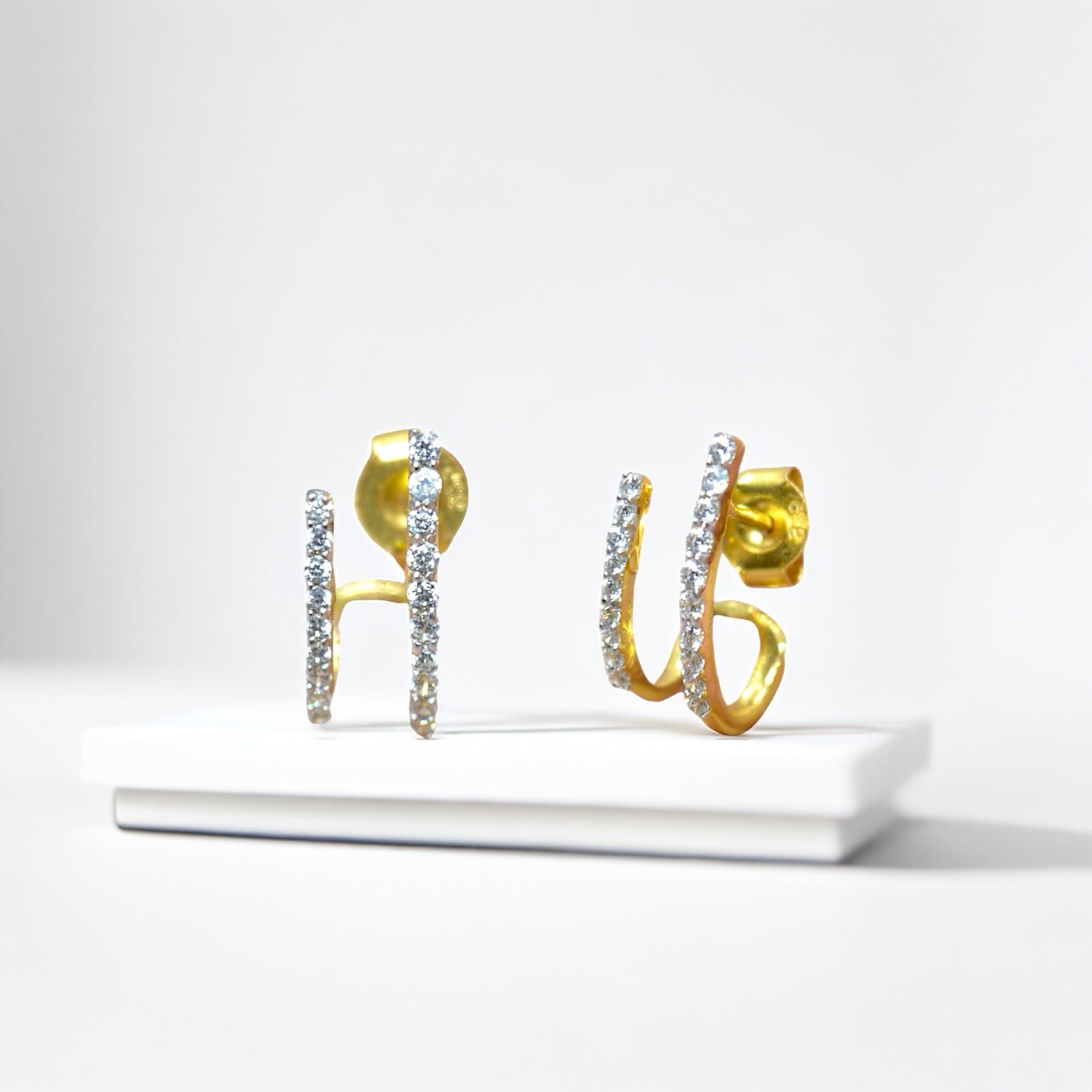 Glamorous Double Bar Cuff Earrings