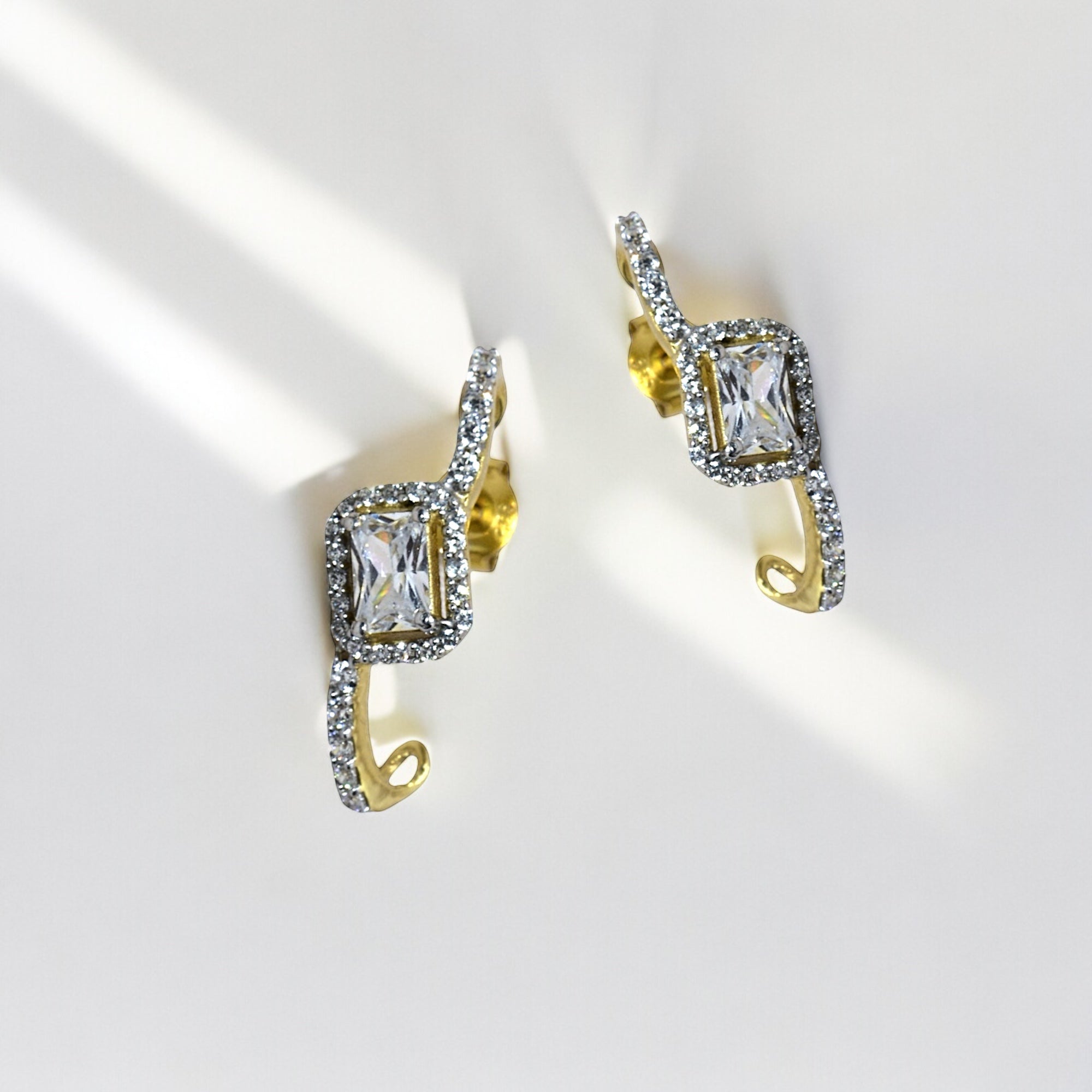 Brilliant Solitaire Climber Cuff Earrings