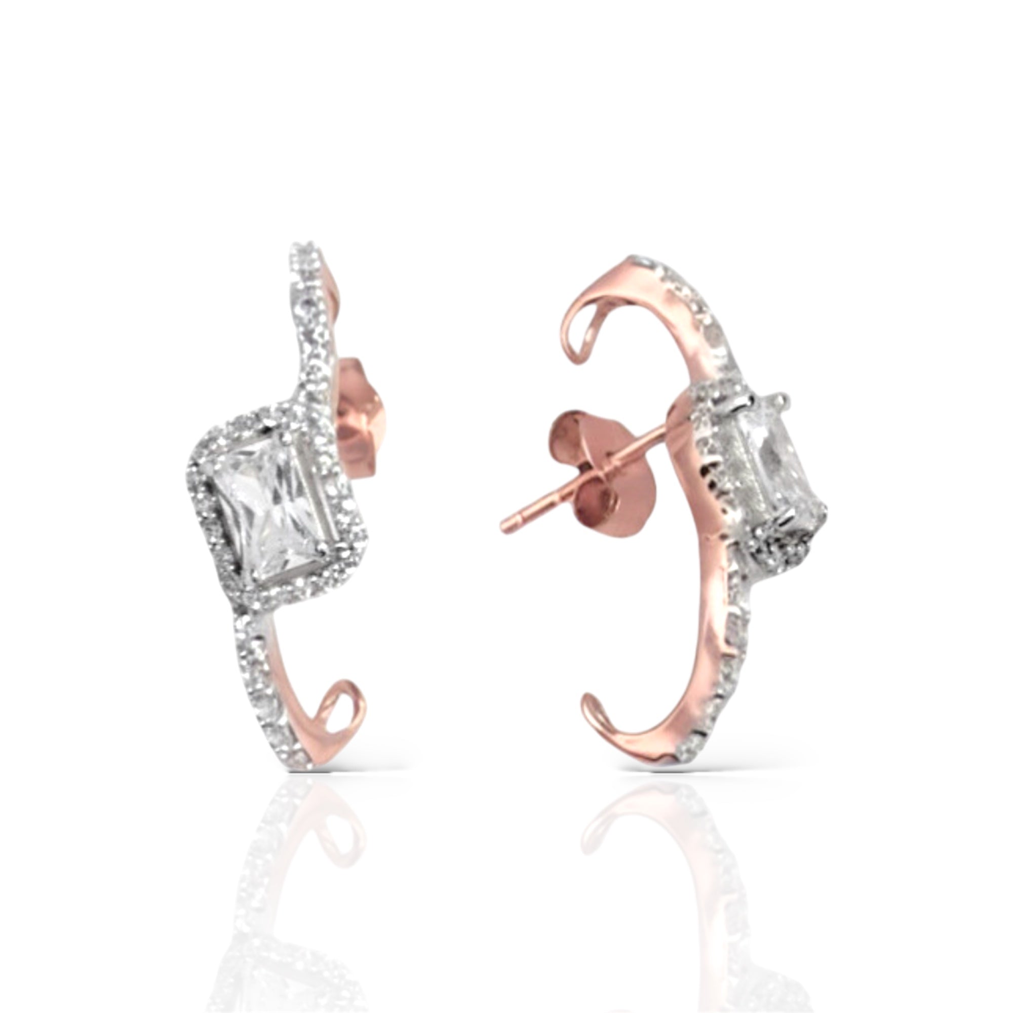 Brilliant Solitaire Climber Cuff Earrings