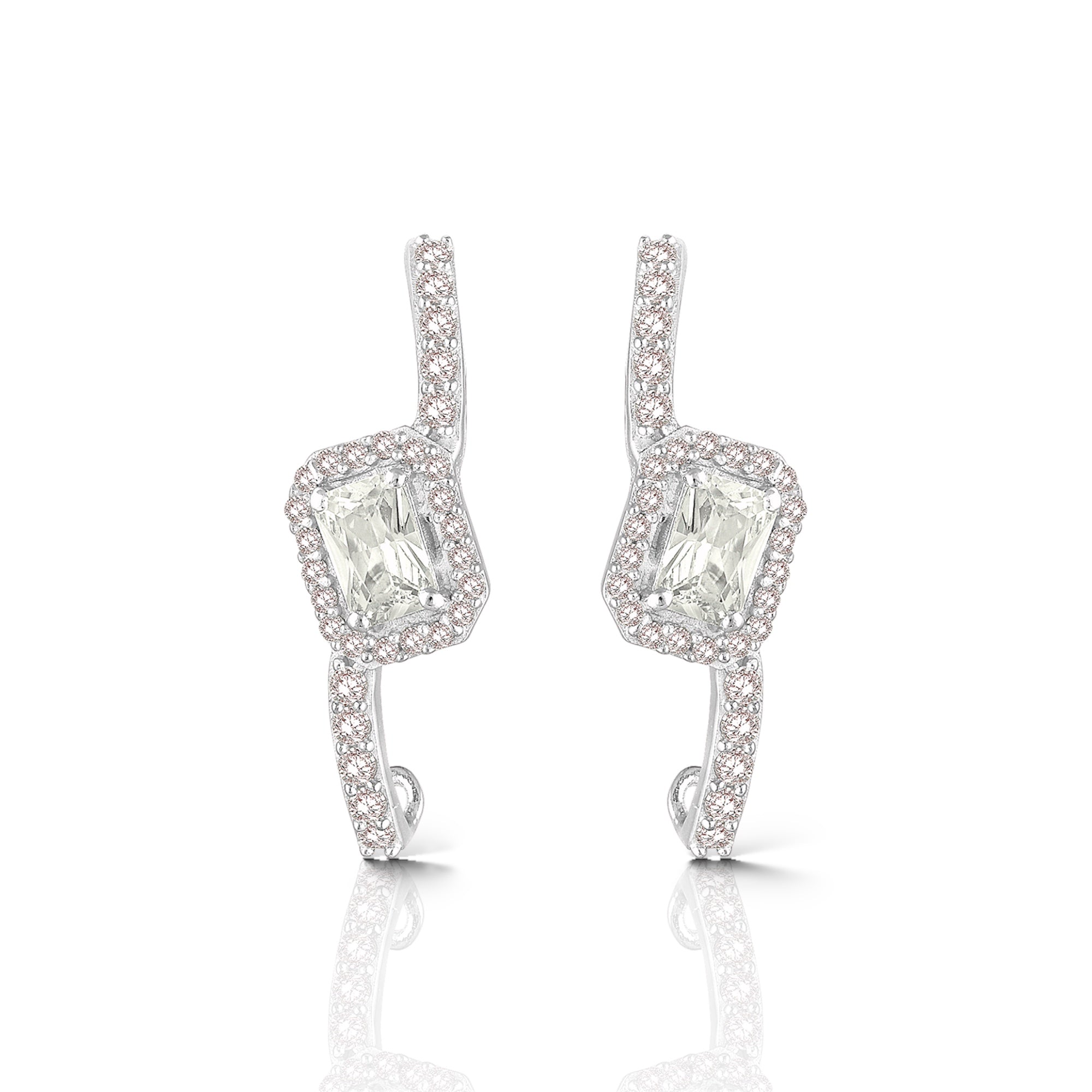 Brilliant Solitaire Climber Cuff Earrings