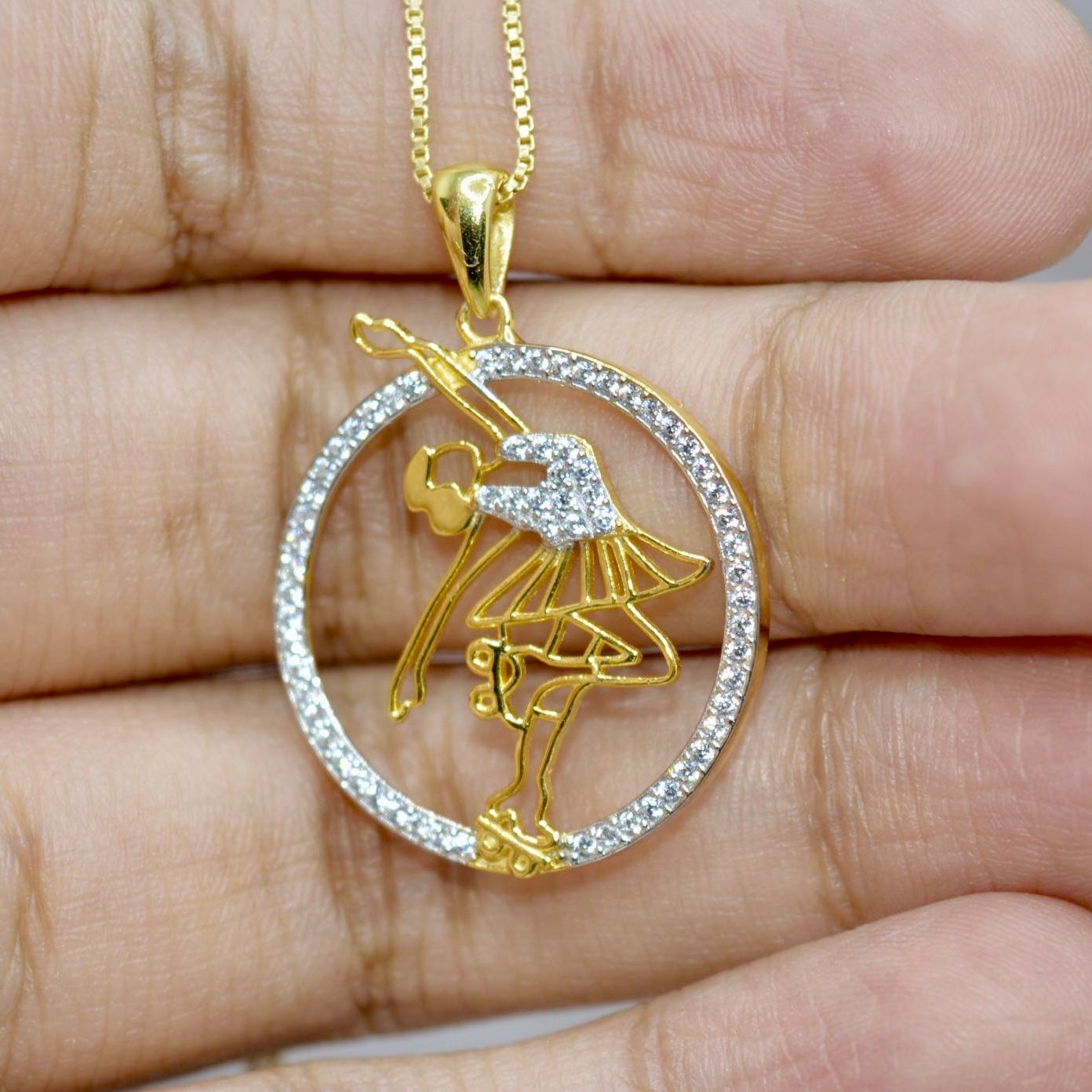 925 Silver Skater Girl Pendant Necklace