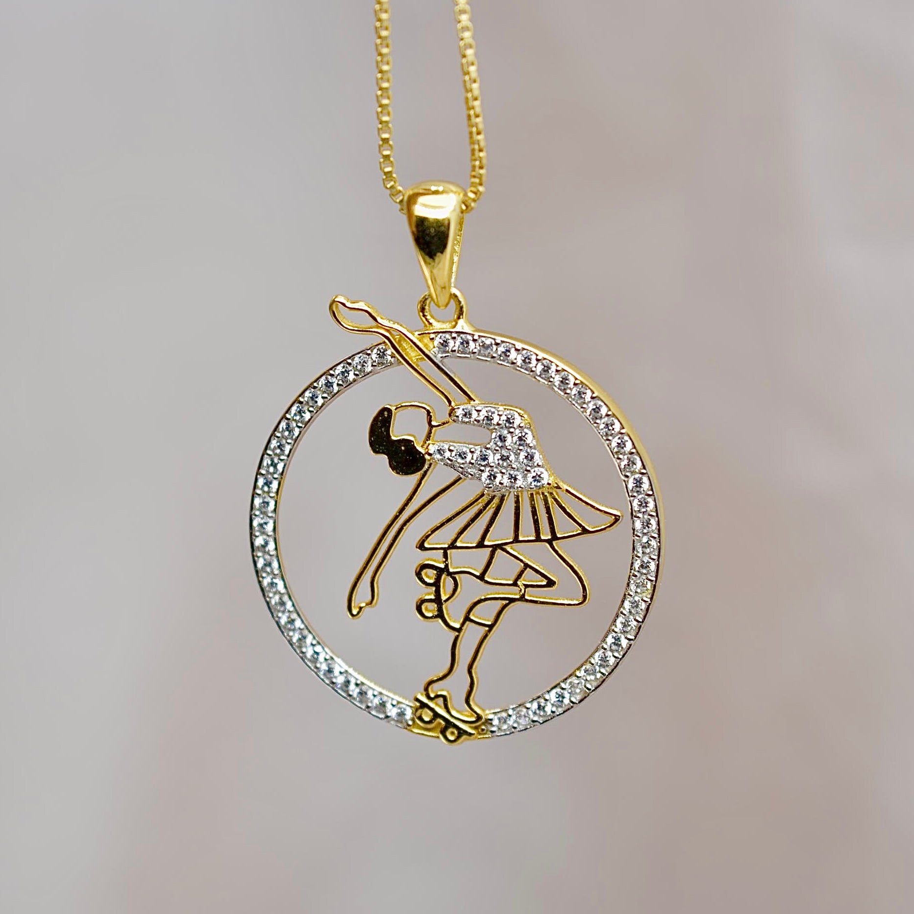 925 Silver Skater Girl Pendant Necklace