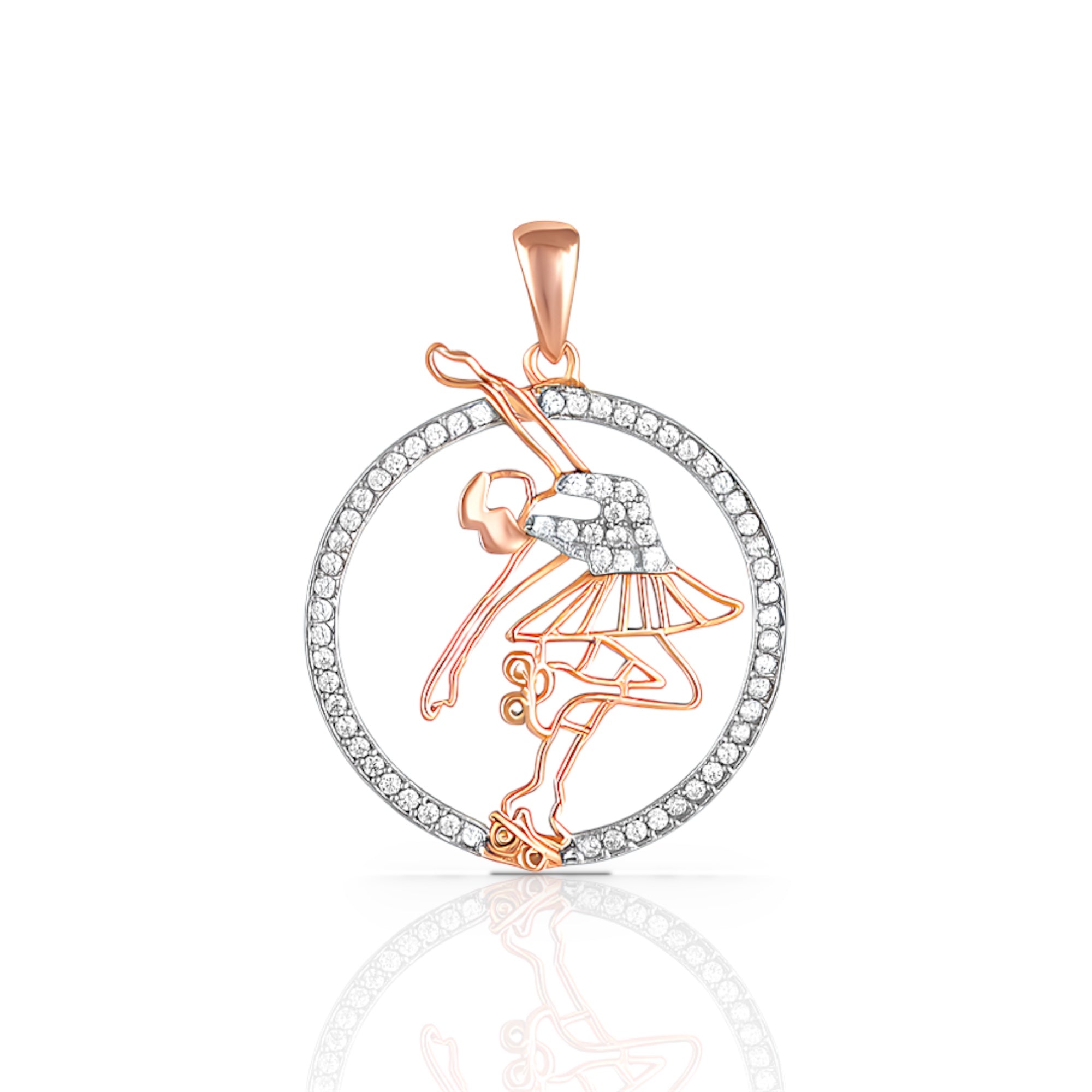 925 Silver Skater Girl Pendant Necklace