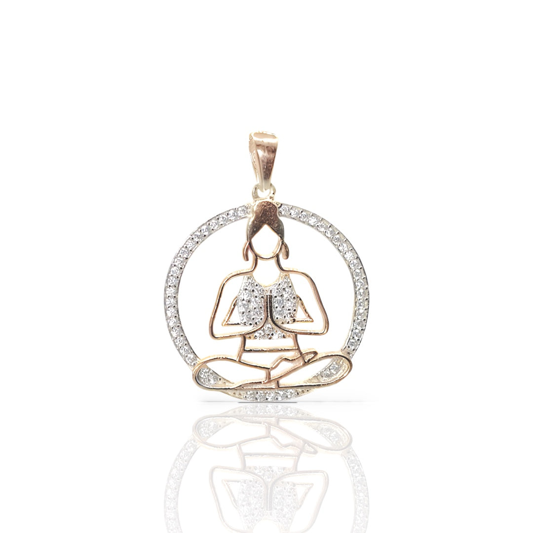 925 Silver Yoga Pose Girl Pendant