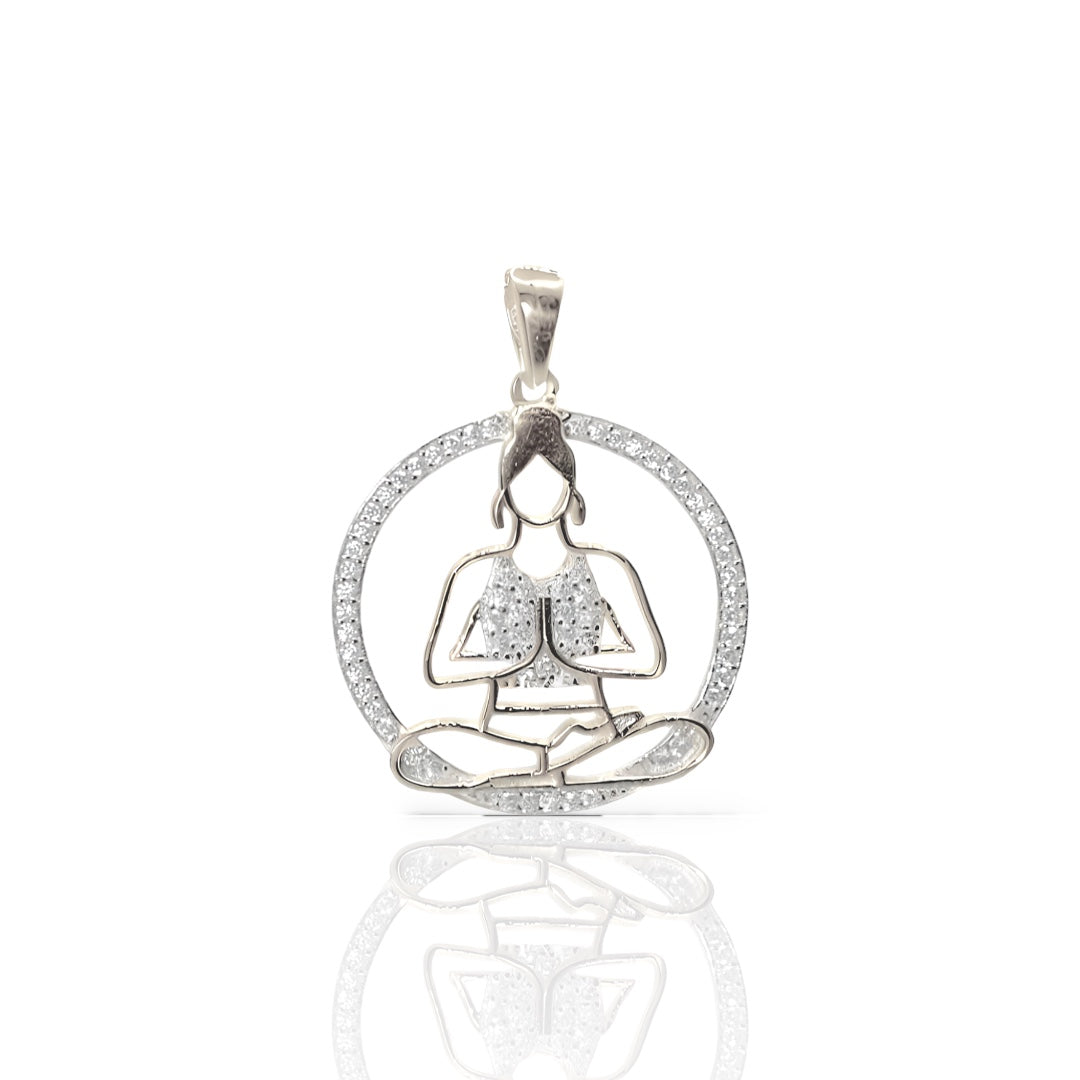 925 Silver Yoga Pose Girl Pendant