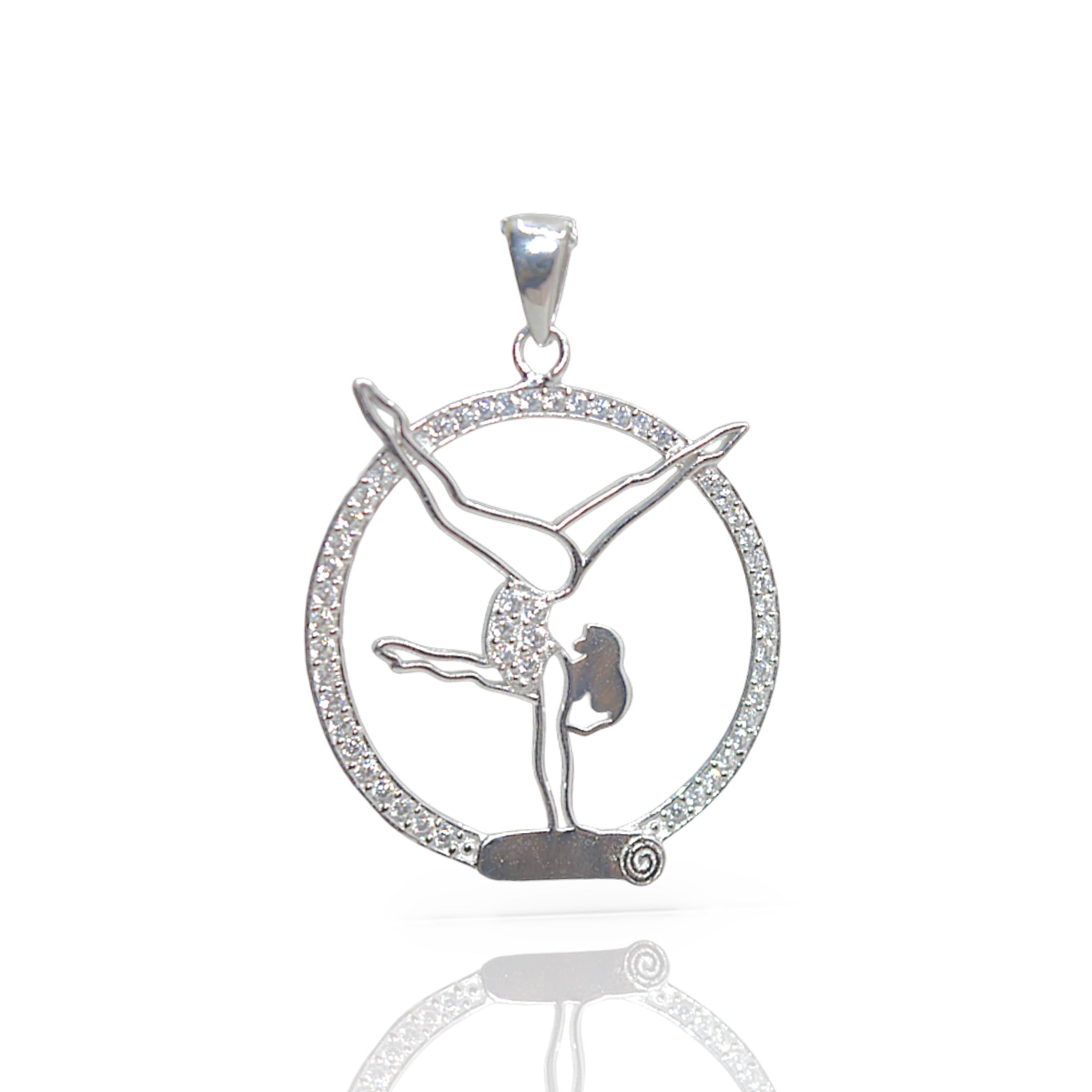 925 Silver Gymnastics Girl Pendant Necklace