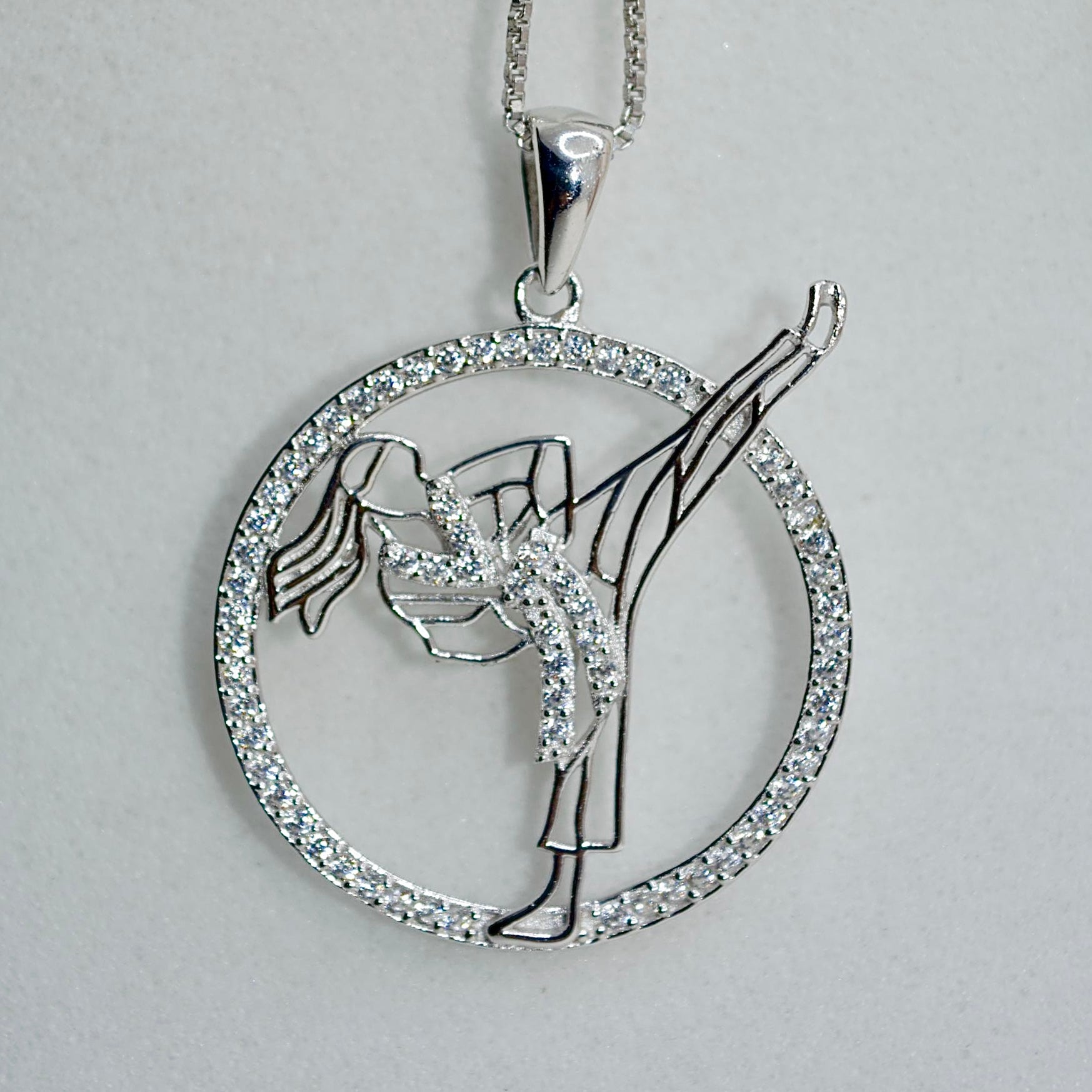 925 Silver Karate Kicker Girl Pendant