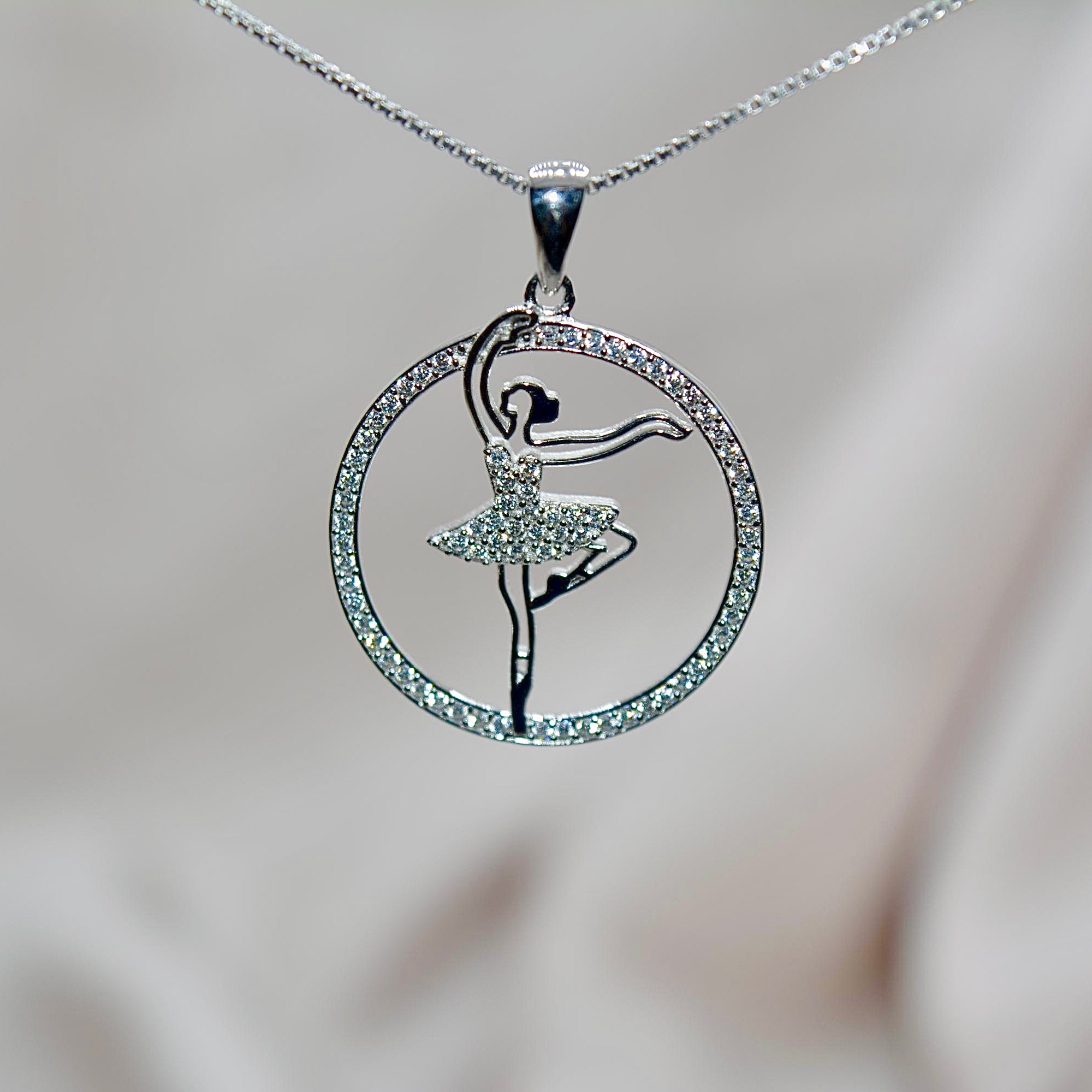 925 Silver Dancing Girl Pendant Necklace