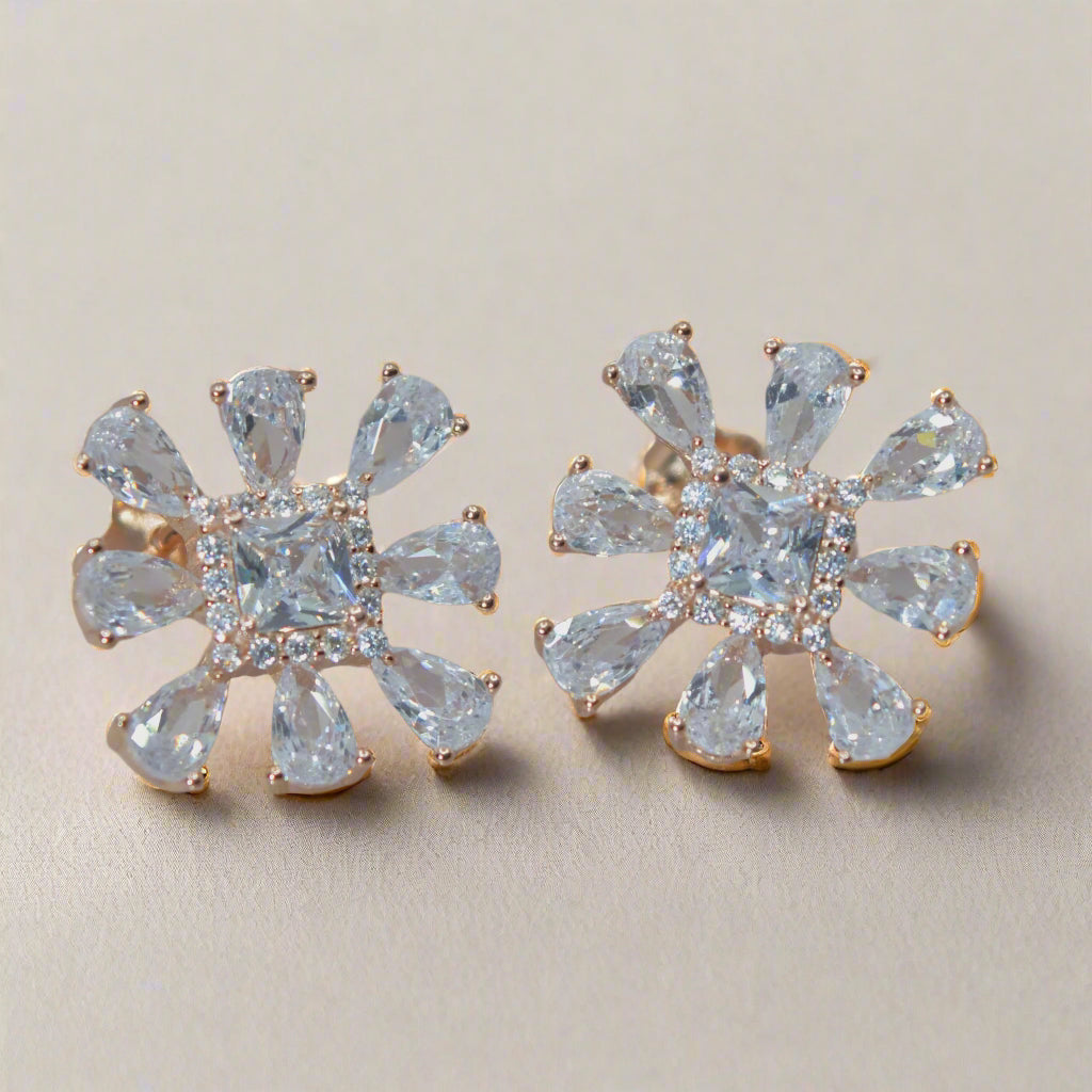 Luxurious Snowflake Diamond Earrings for Women - 925 Silver Jewelry