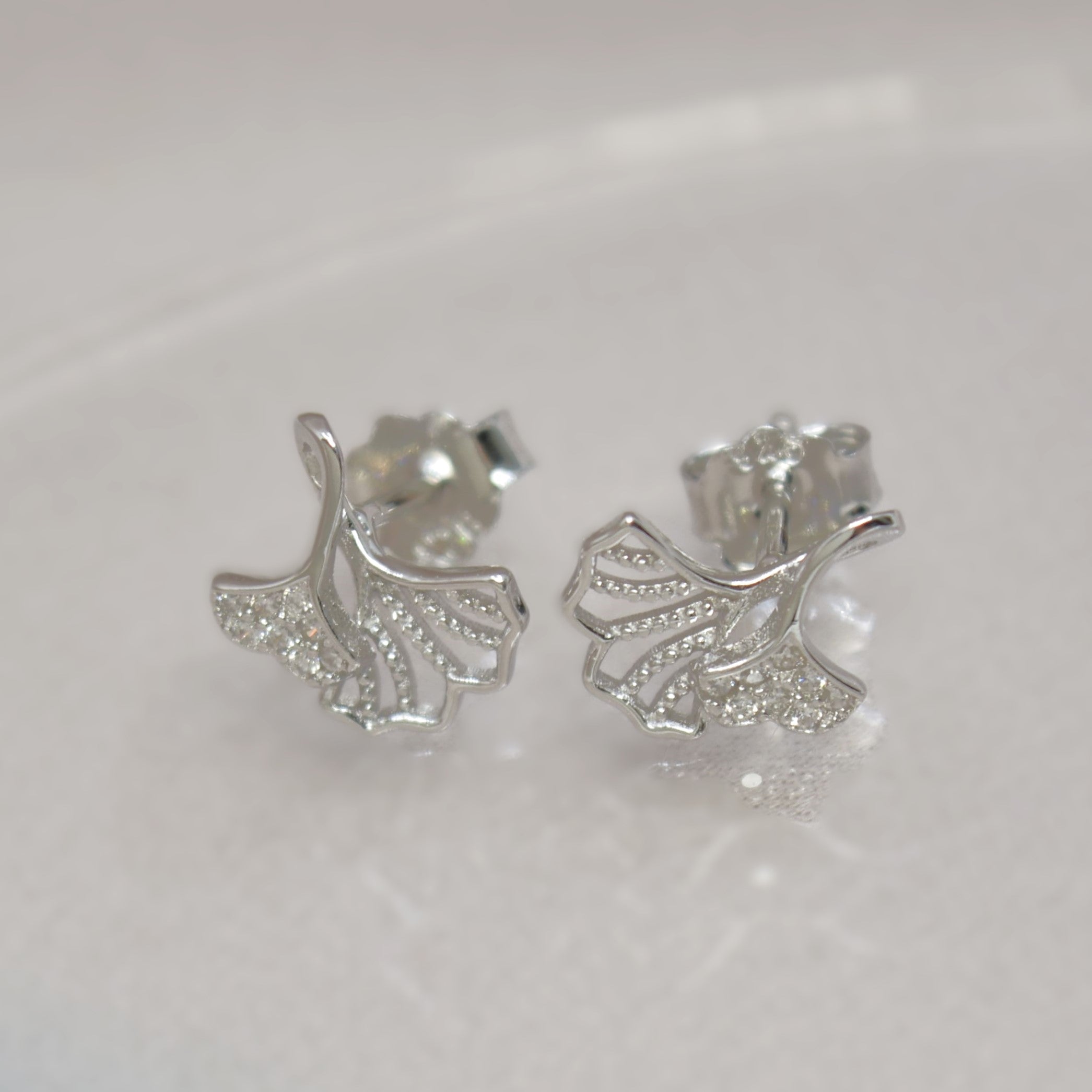 925 Silver Ginkgo Leaf Earrings for Women