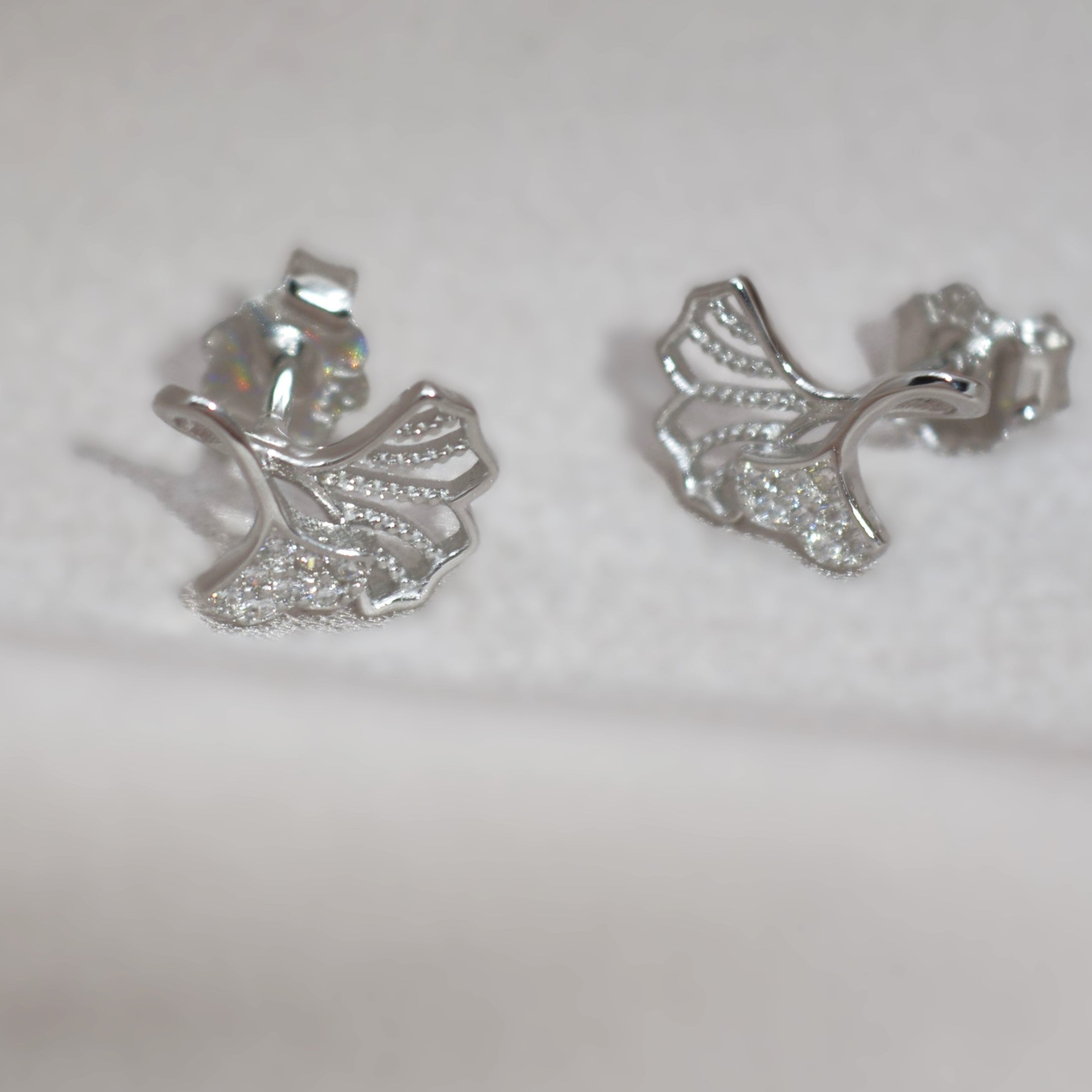 925 Silver Ginkgo Leaf Earrings for Women