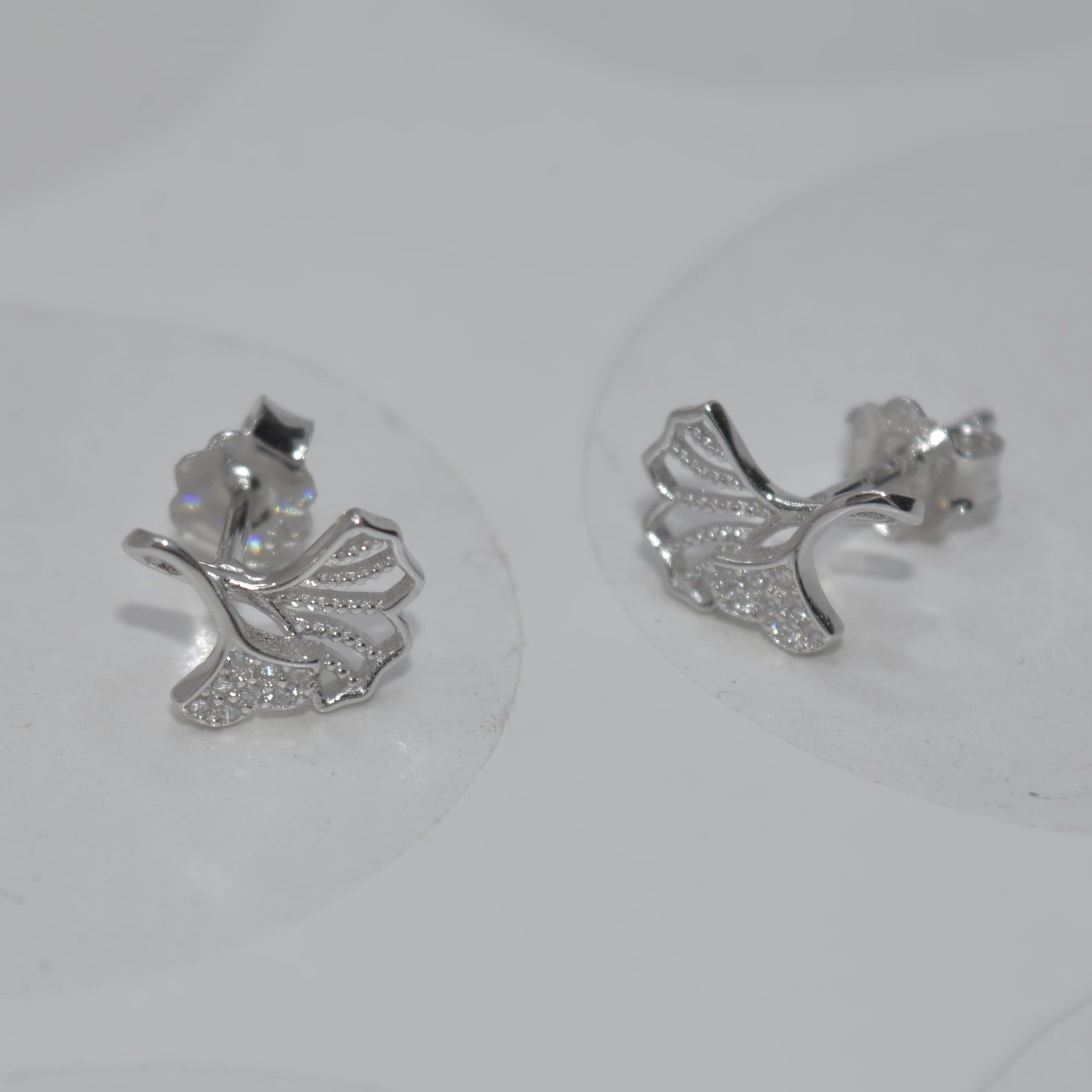 925 Silver Ginkgo Leaf Earrings for Women