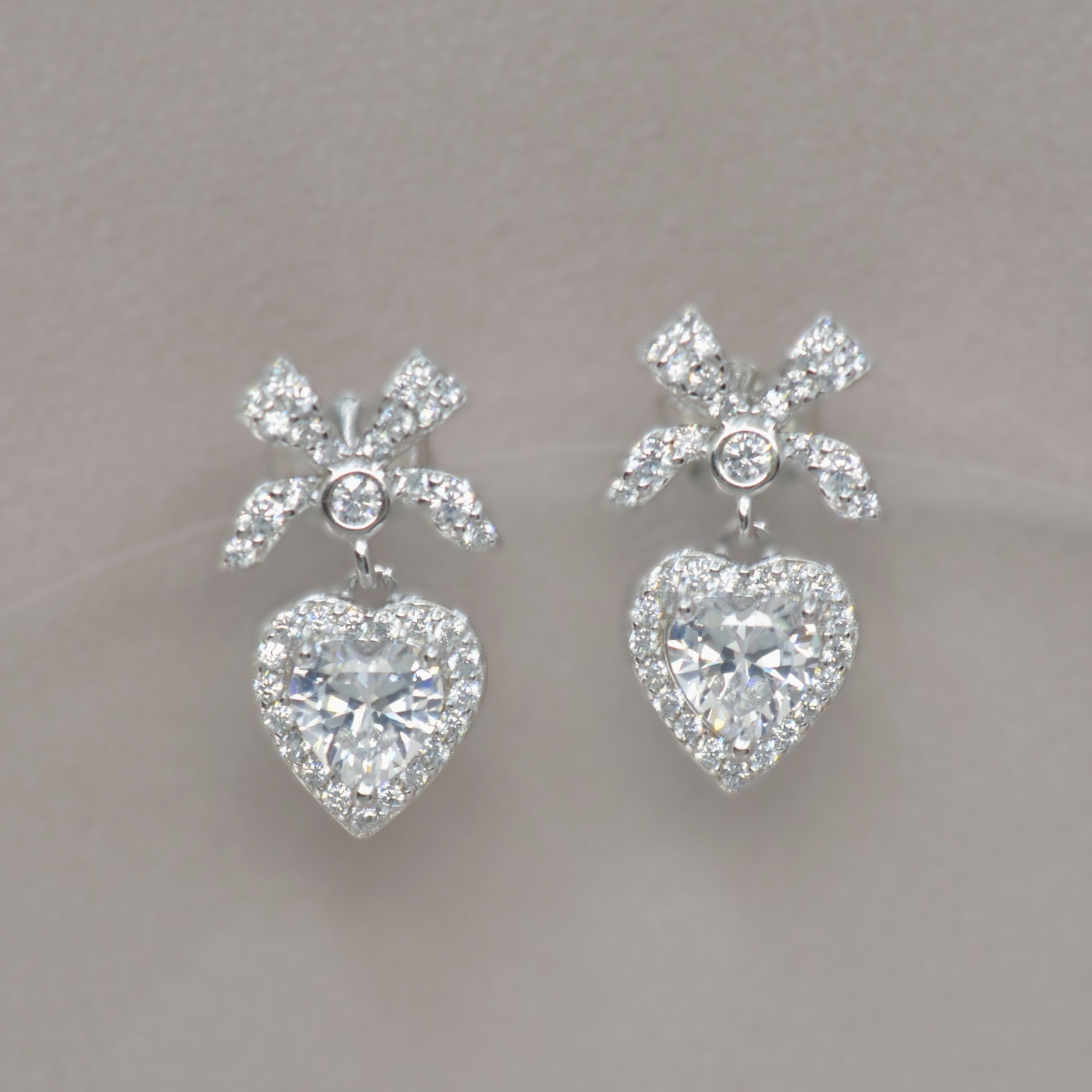 Heart Drop Earrings in 925 Sterling Silver