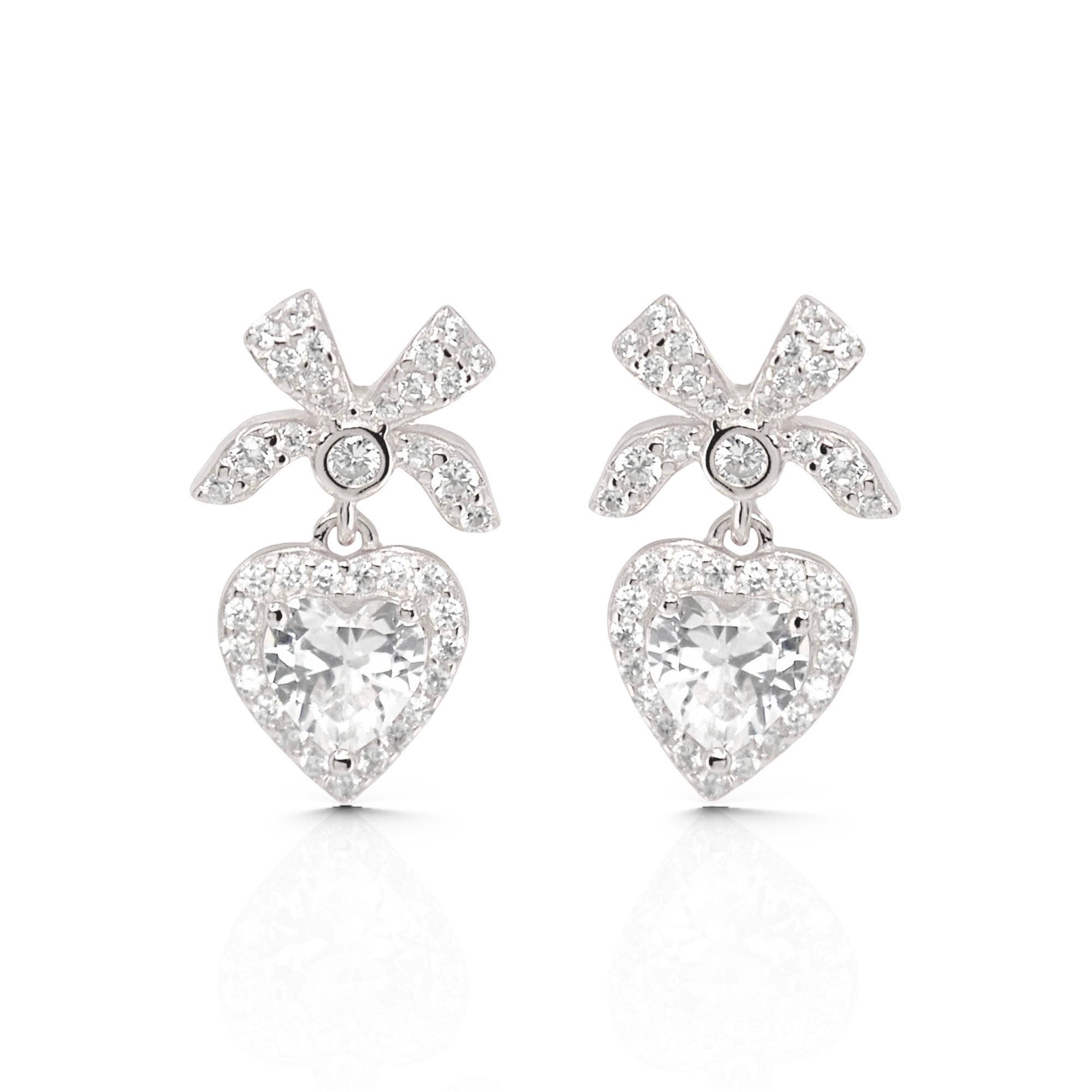 Heart Drop Earrings in 925 Sterling Silver