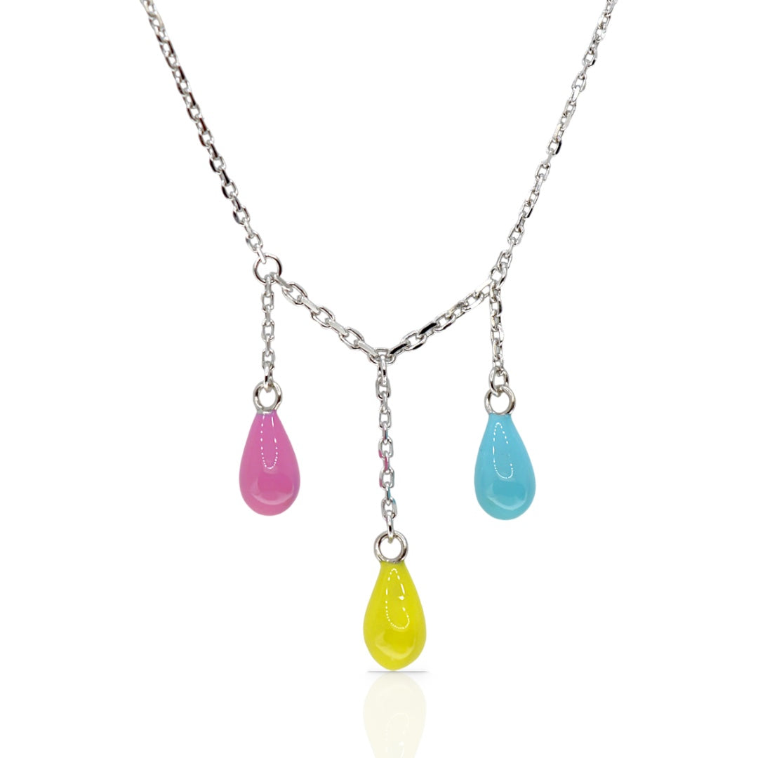 Pastel Teardrop Necklace for Teen in 925 Sterling Silver