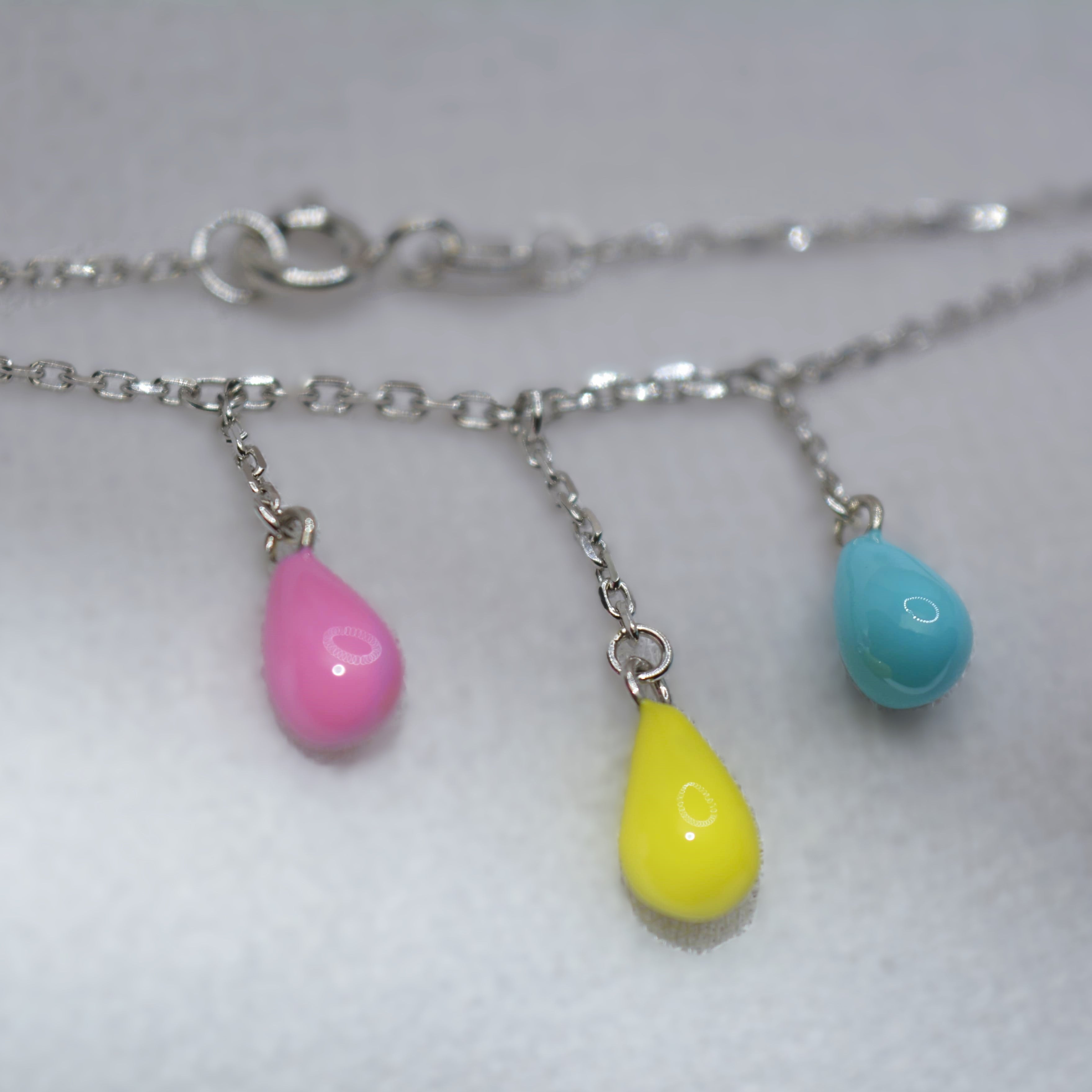 Pastel Teardrop Necklace for Teen in 925 Sterling Silver