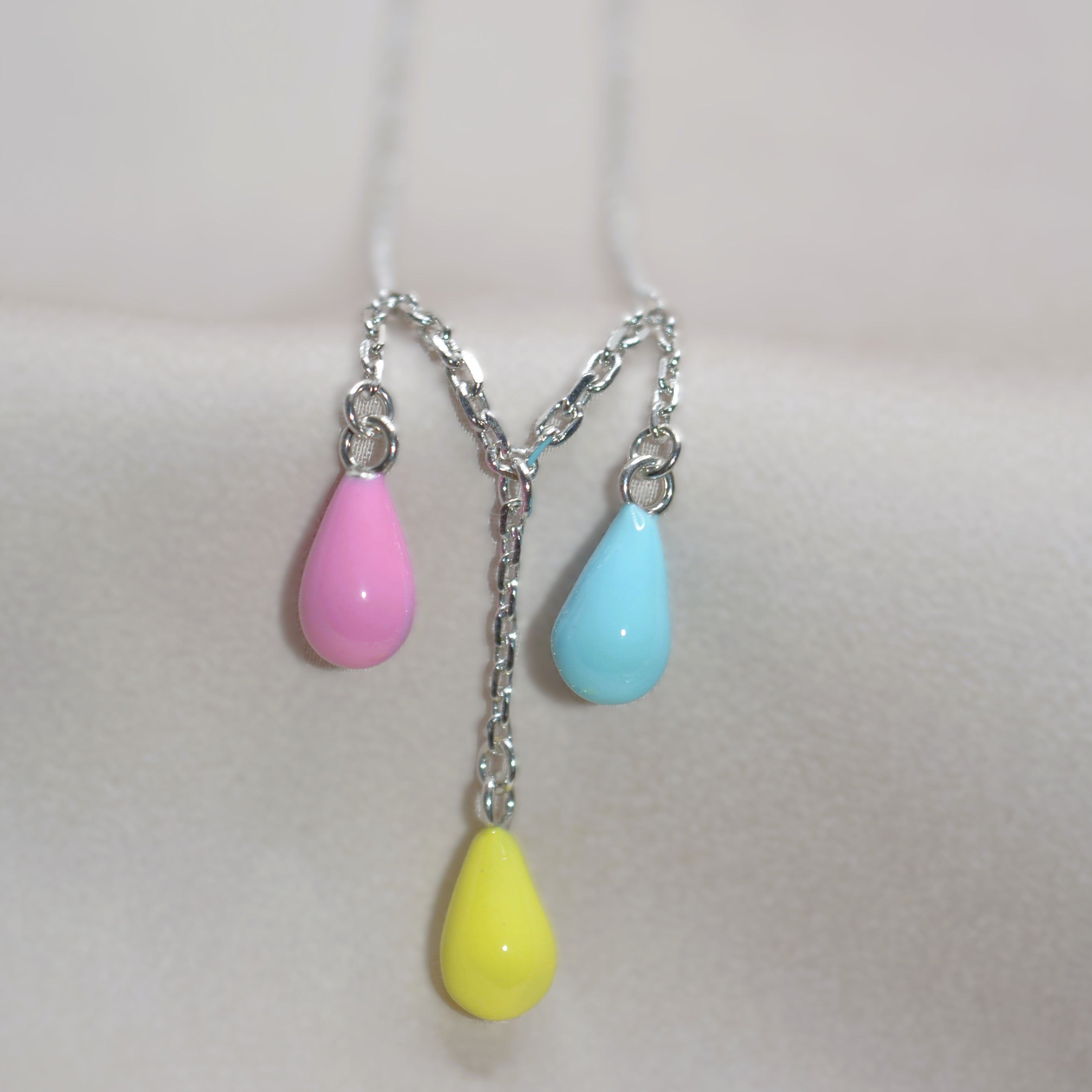 Pastel Teardrop Necklace for Teen in 925 Sterling Silver