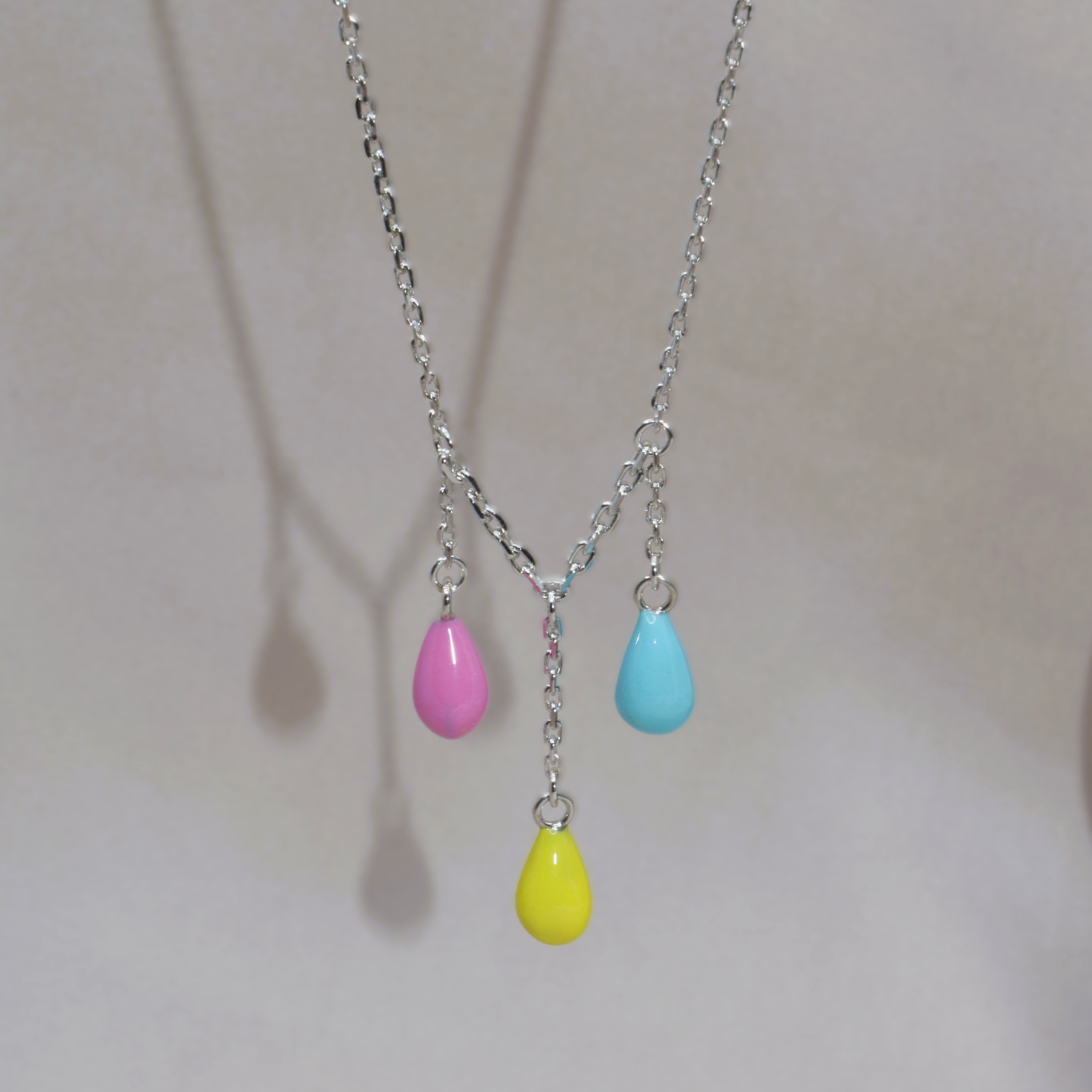 Pastel Teardrop Necklace for Teen in 925 Sterling Silver