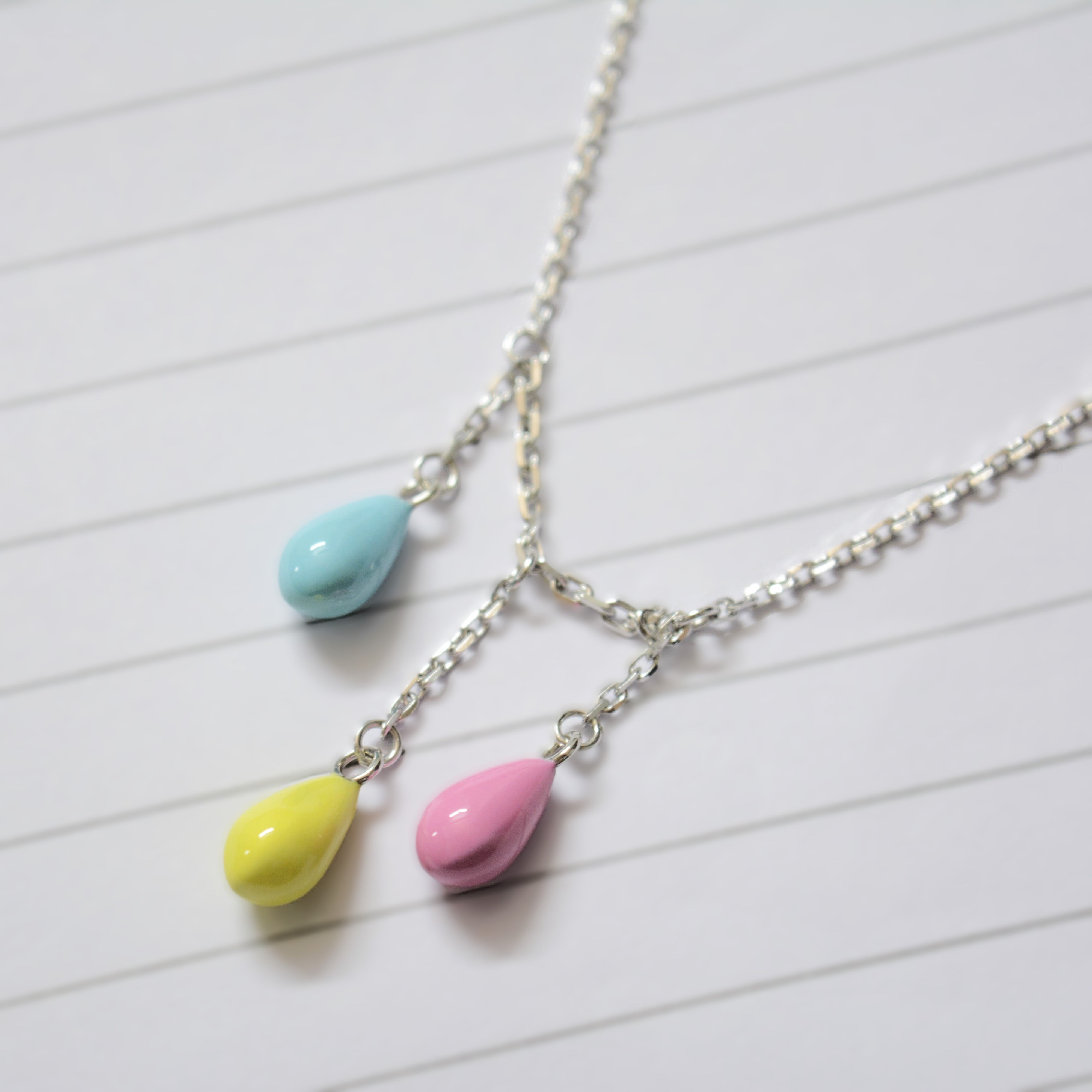 Pastel Teardrop Necklace for Teen in 925 Sterling Silver