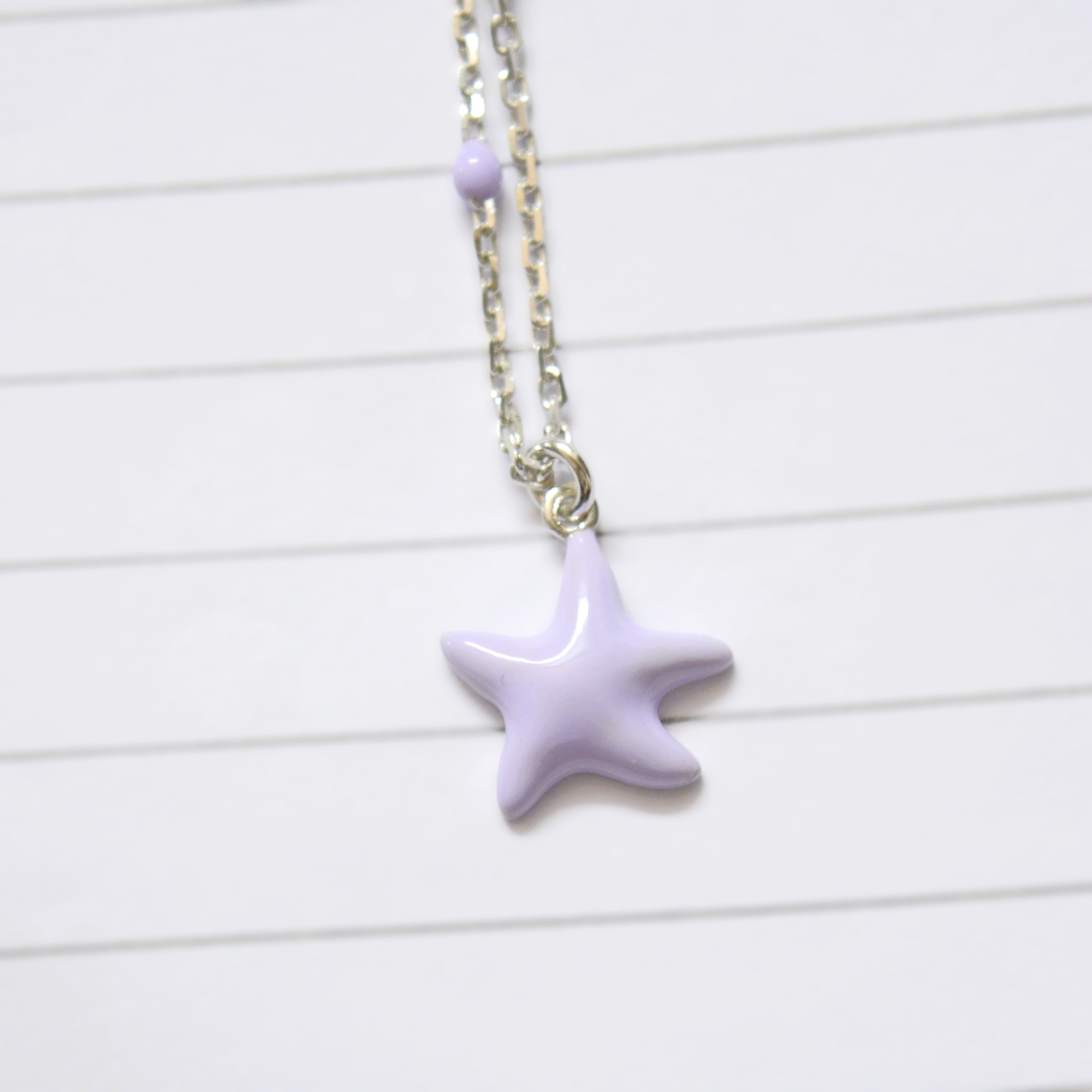 Delicate Lavender Starfish Necklace in 925 Sterling Silver