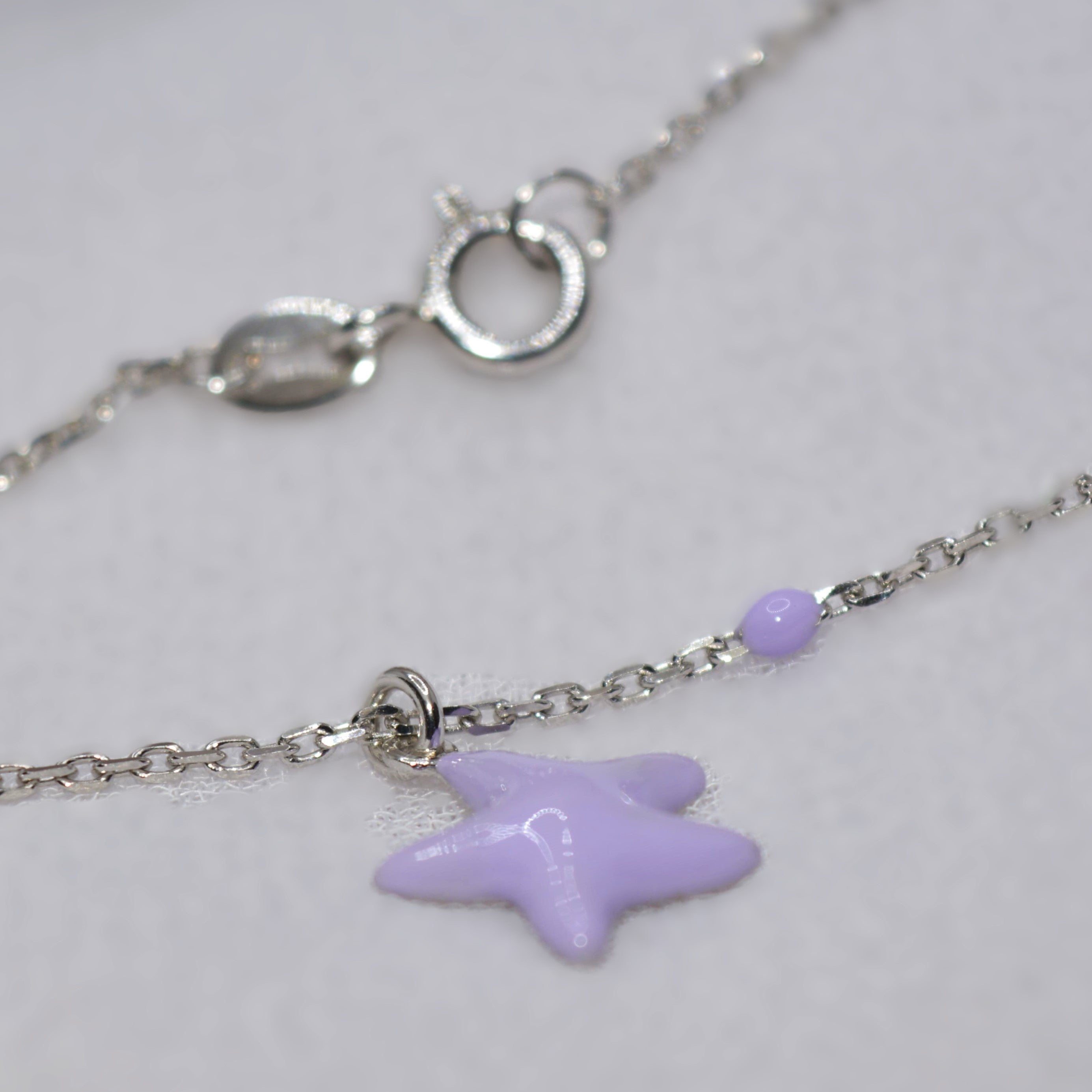 Delicate Lavender Starfish Necklace in 925 Sterling Silver