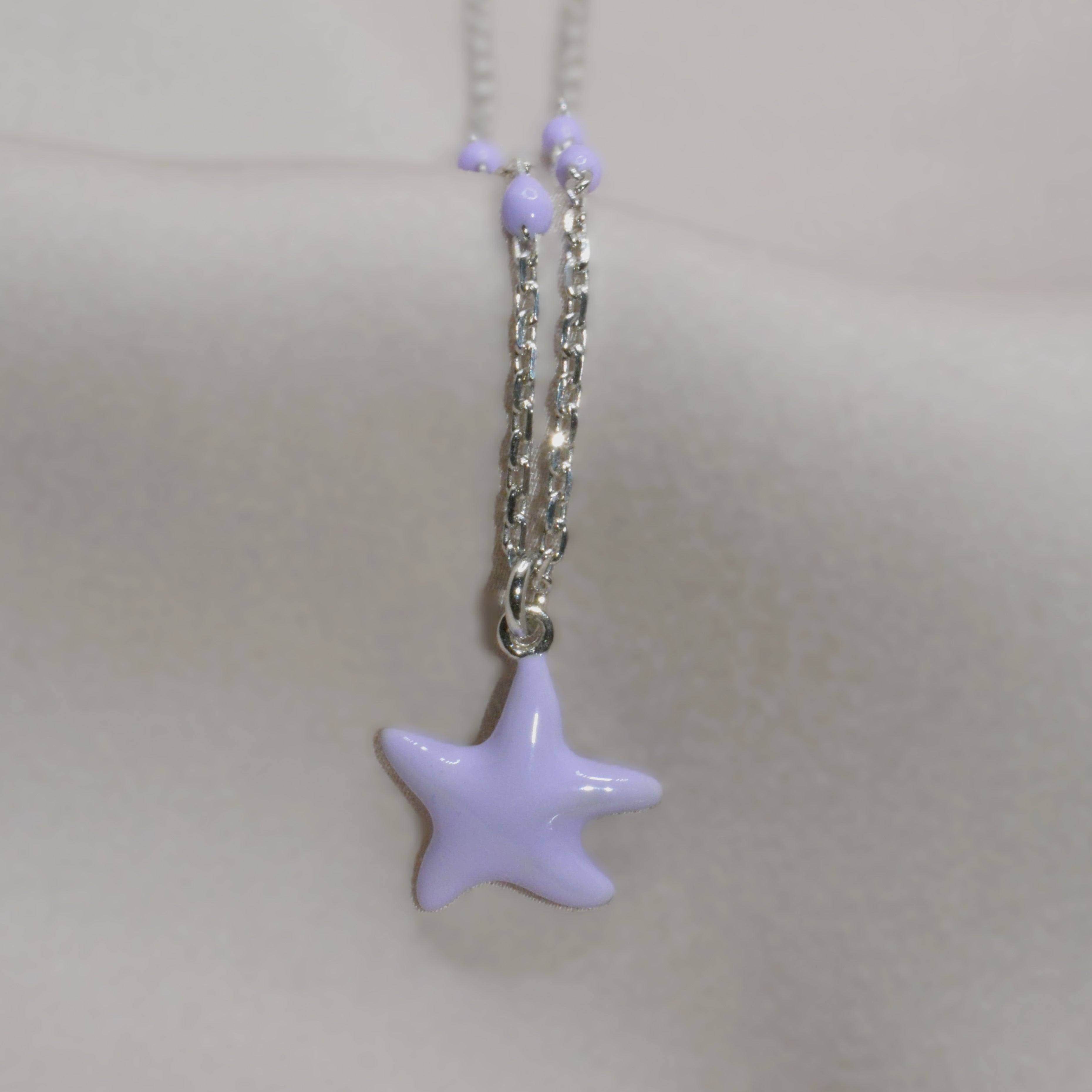 Delicate Lavender Starfish Necklace in 925 Sterling Silver