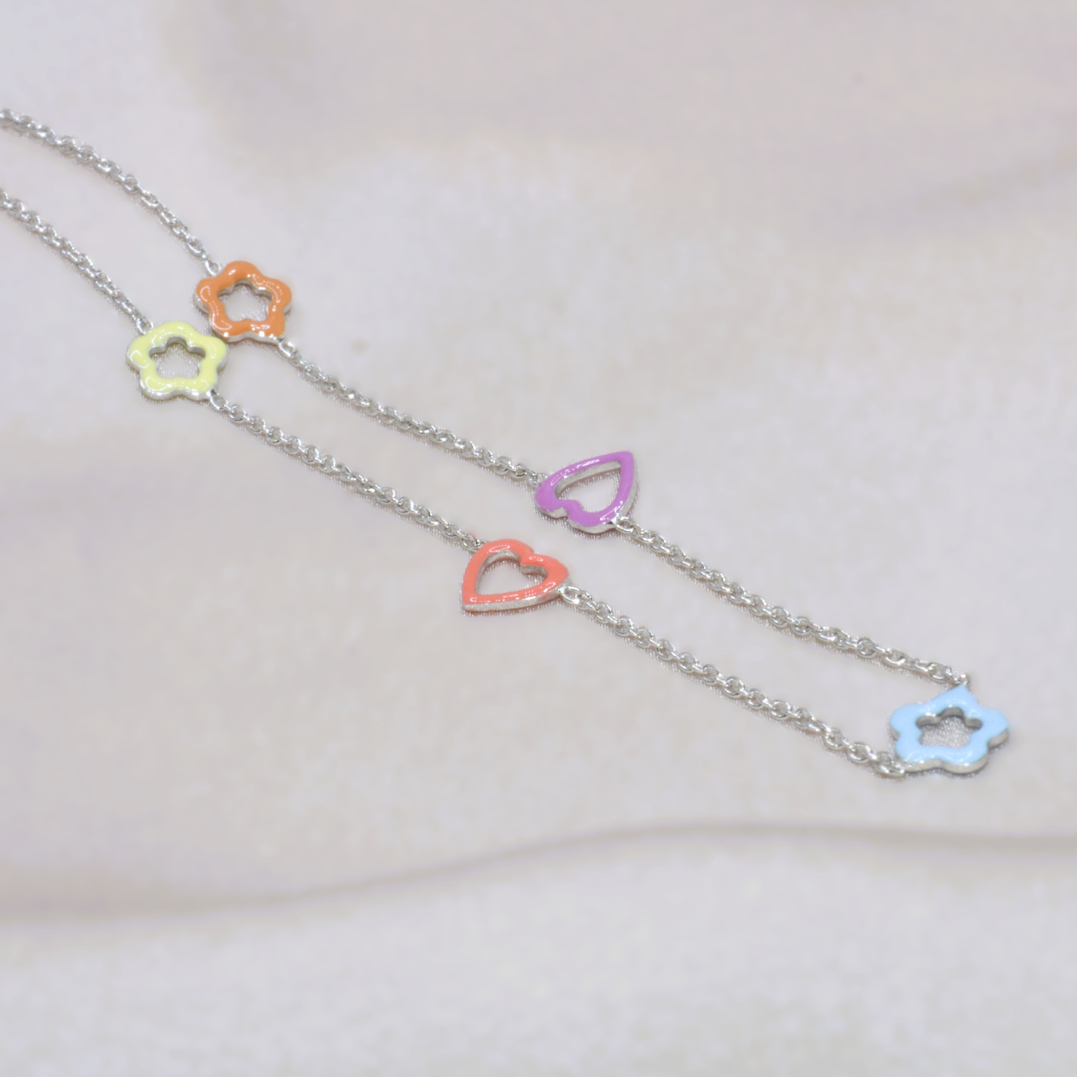 Colorful Heart and Star Necklace for Teens - 925 Silver Jewelry