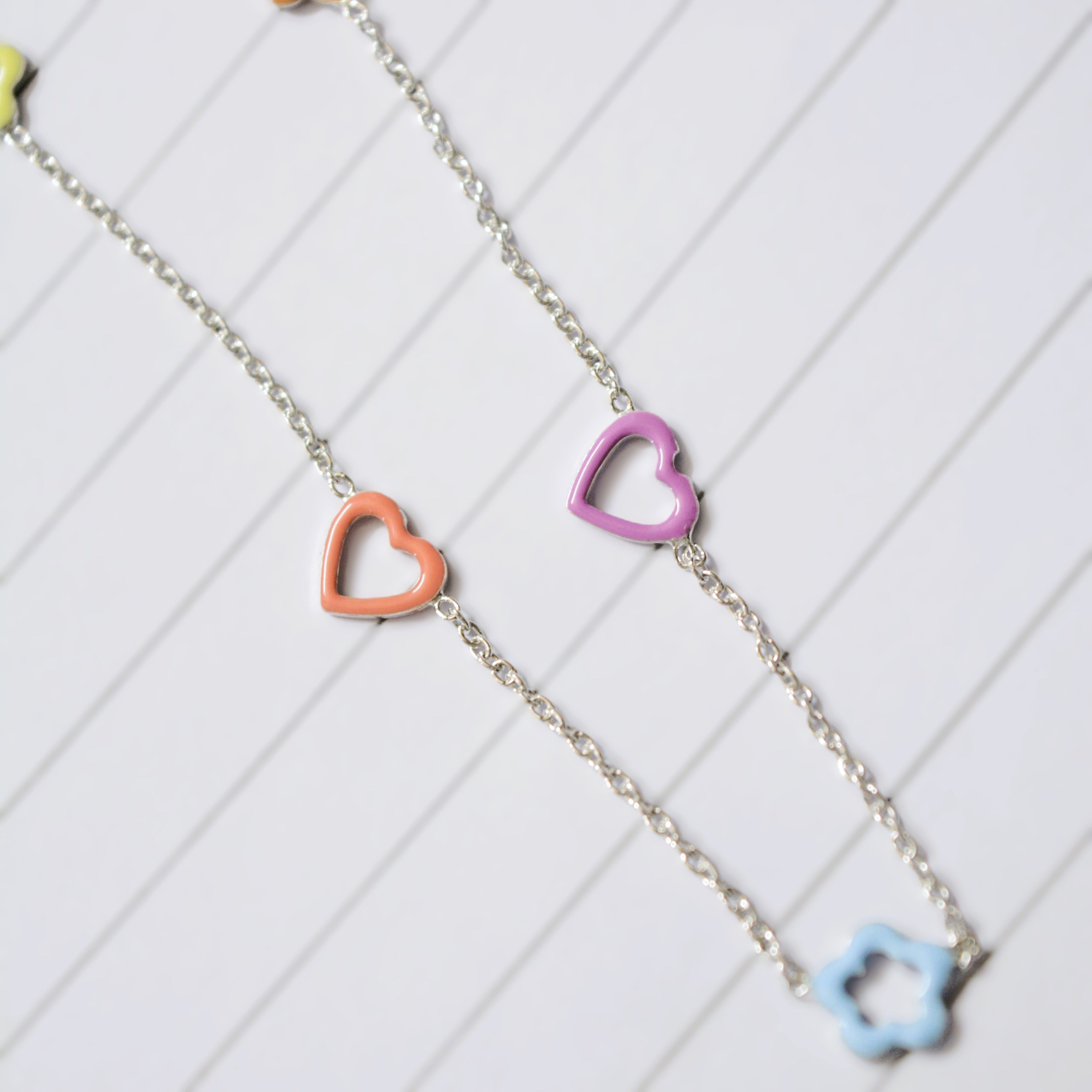 Colorful Heart and Star Necklace for Teens - 925 Silver Jewelry