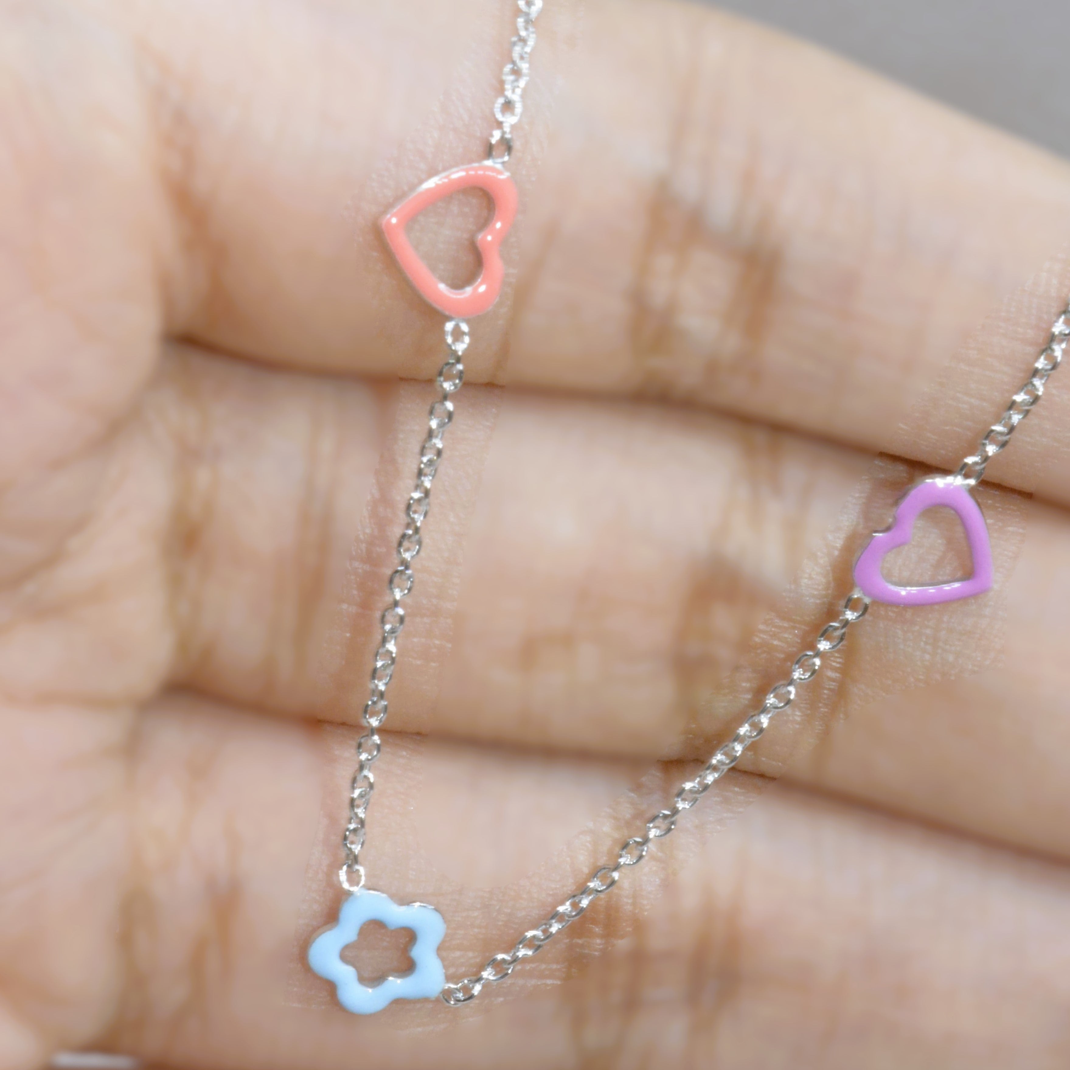 Colorful Heart and Star Necklace for Teens - 925 Silver Jewelry