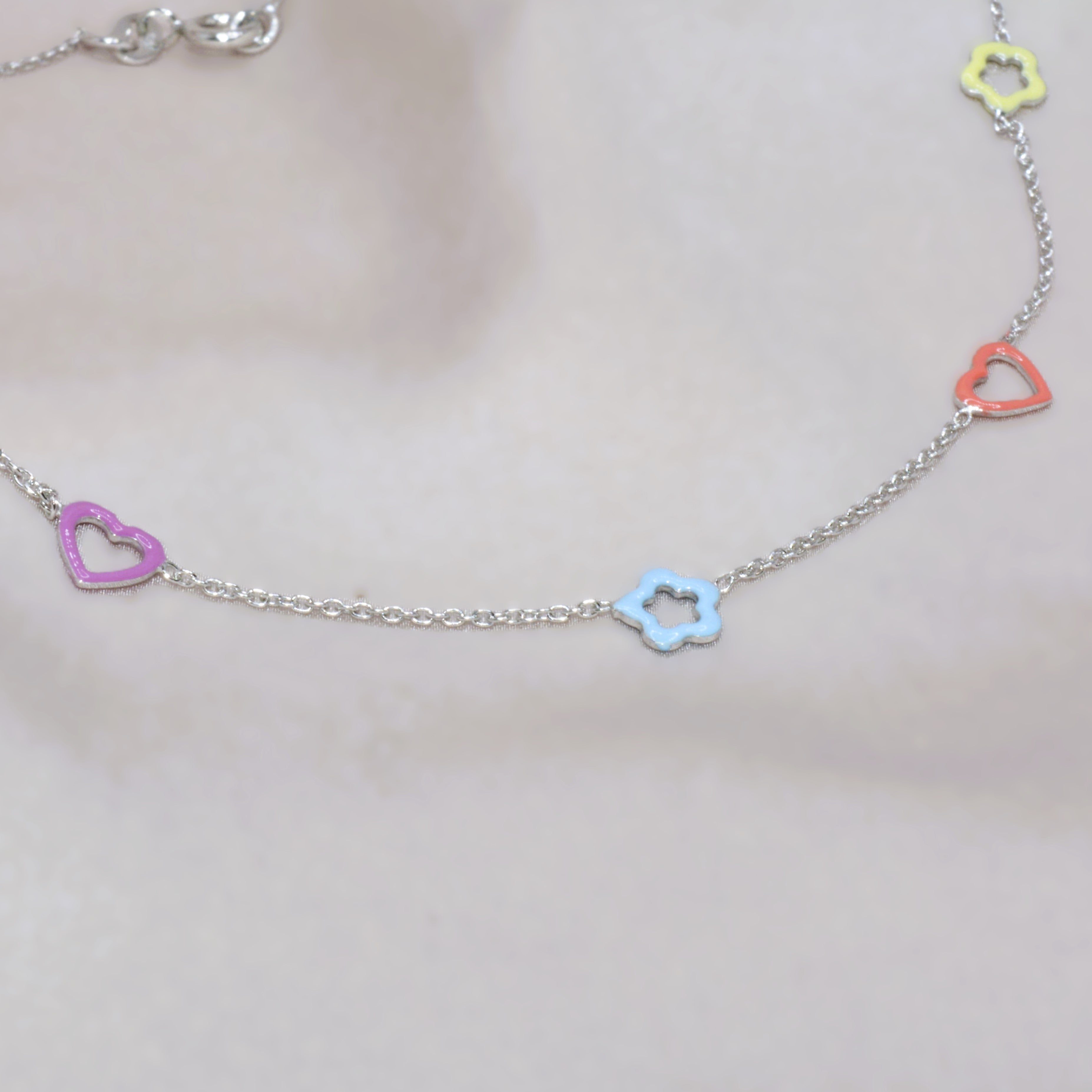 Colorful Heart and Star Necklace for Teens - 925 Silver Jewelry