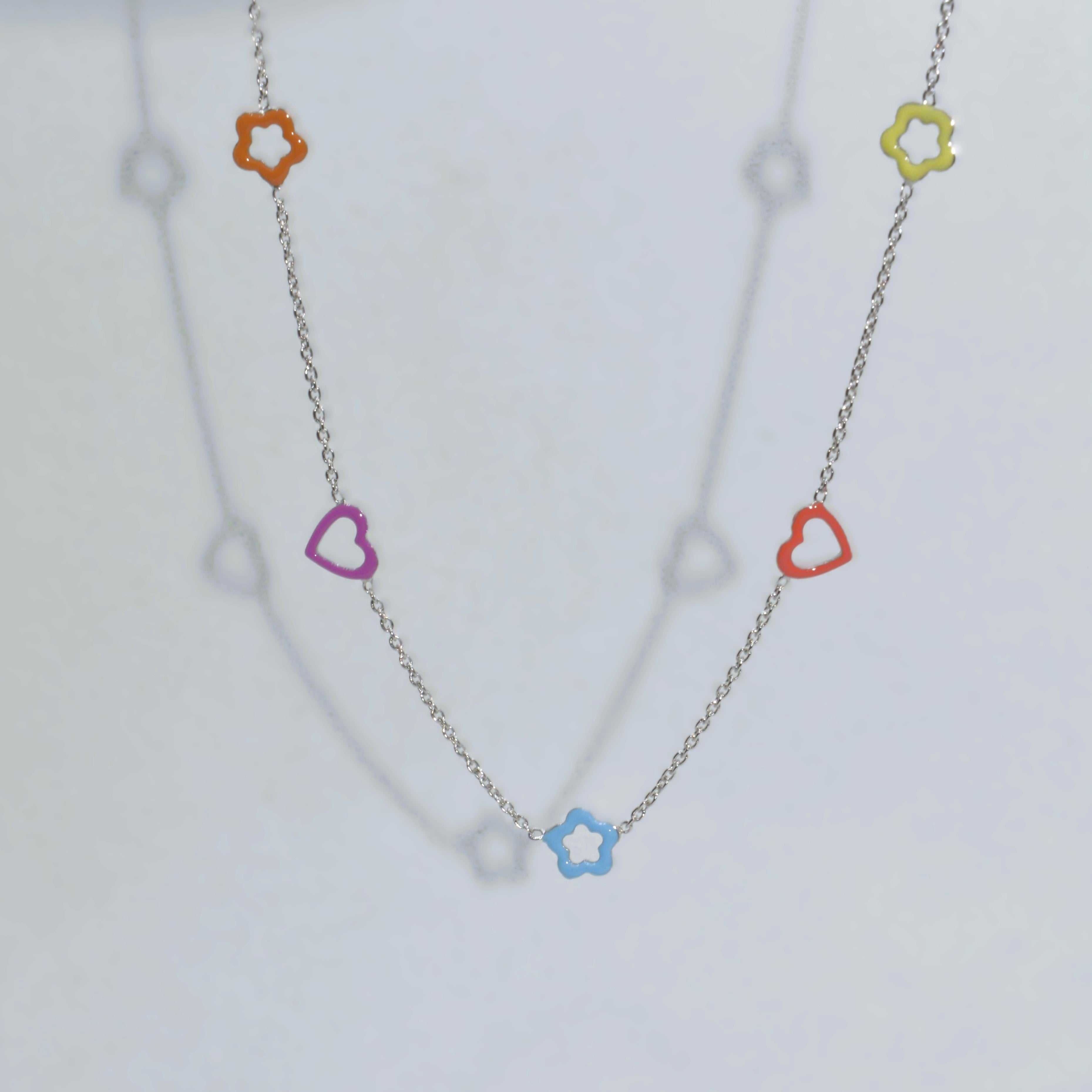 Colorful Heart and Star Necklace for Teens - 925 Silver Jewelry