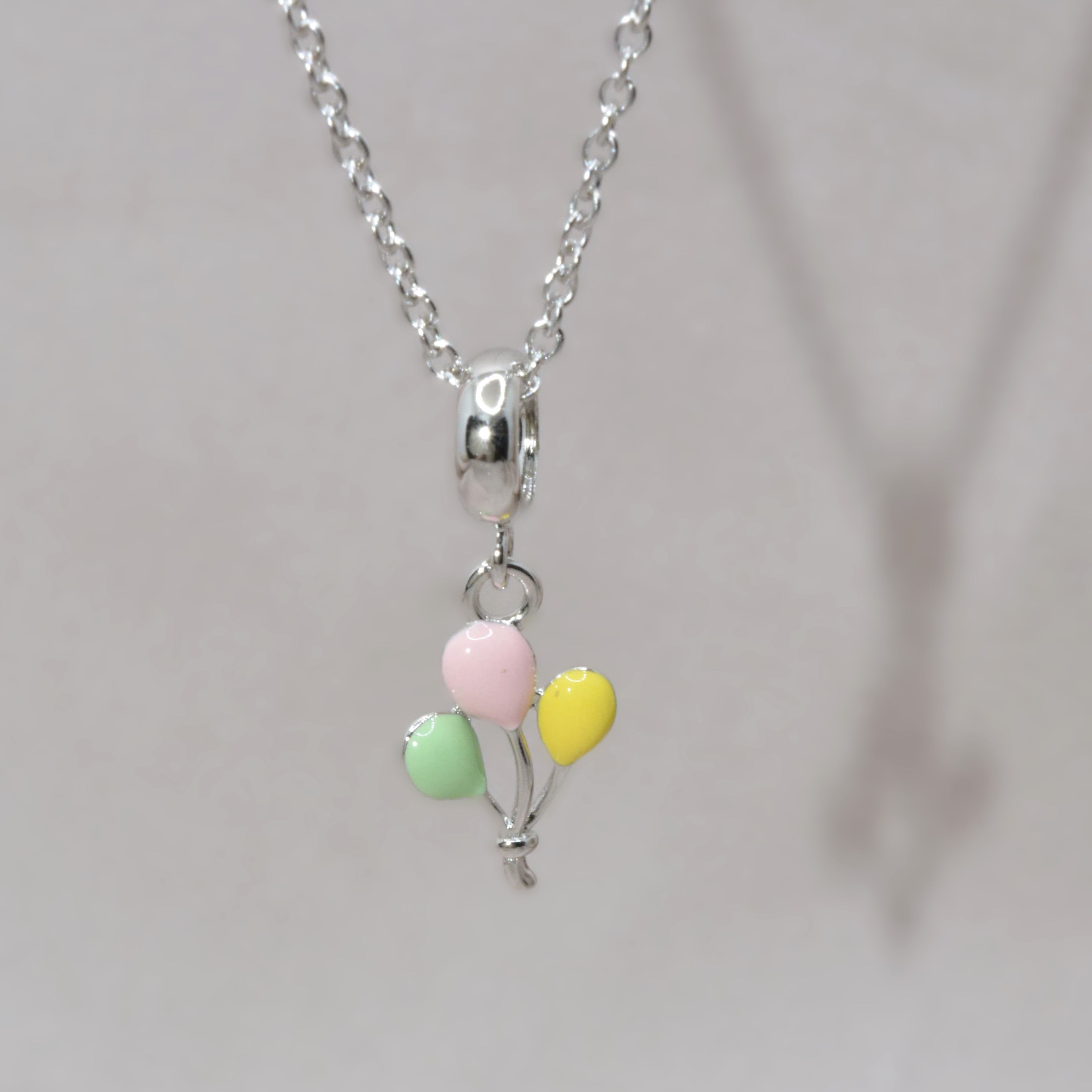 Whimsical Pastel Balloon Necklace Set for Teen in 925 Silver