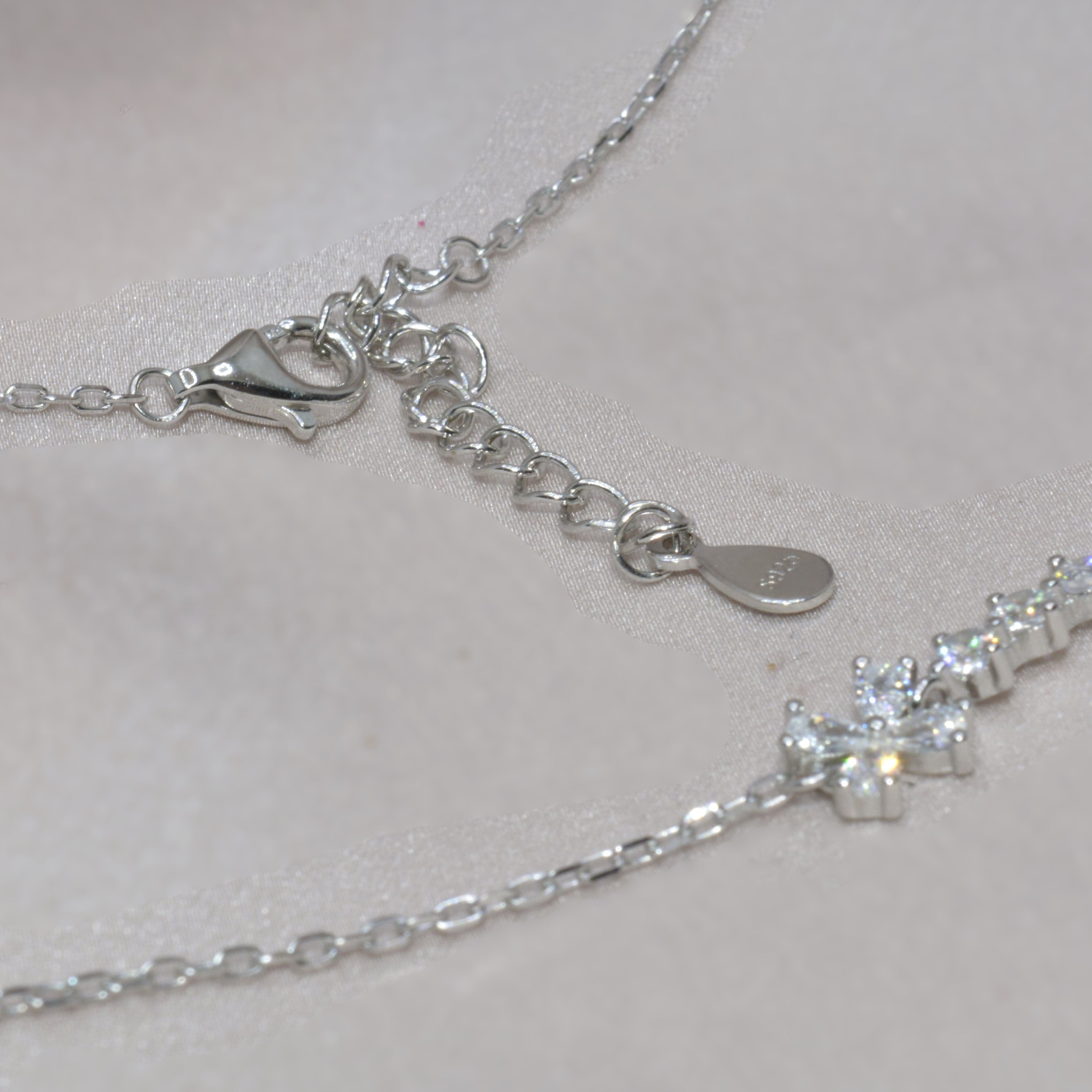 Elegant Floral Diamond Necklace for Women - 925 Silver Jewelry