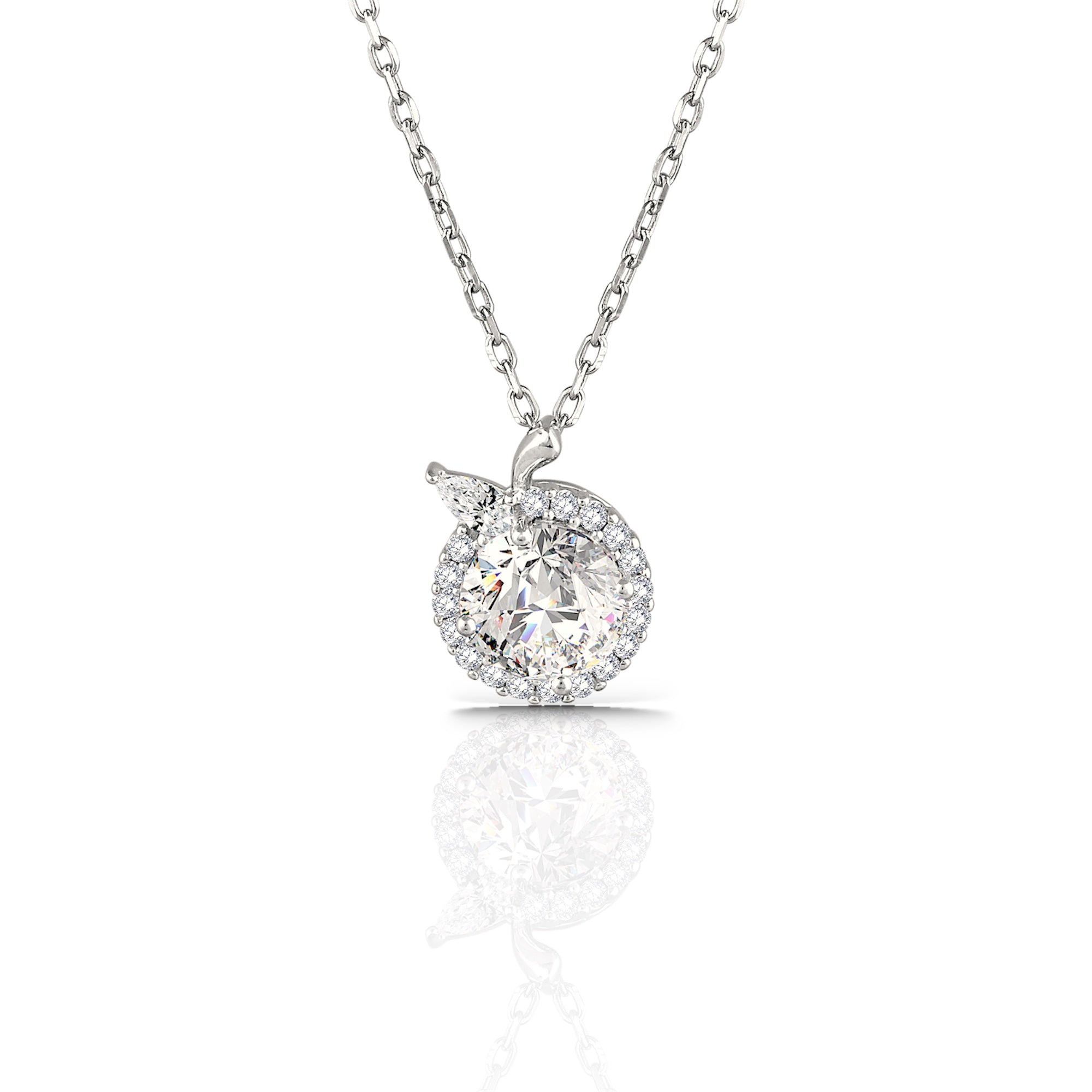 Elegant Diamond Like Halo Necklace for Women - 925 Silver Jewelry