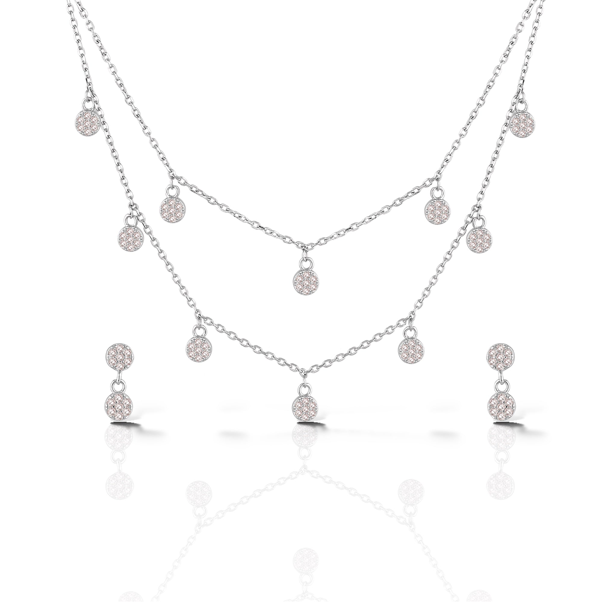 Delicate Polka Dot Necklace Set - 925 Silver Jewelry