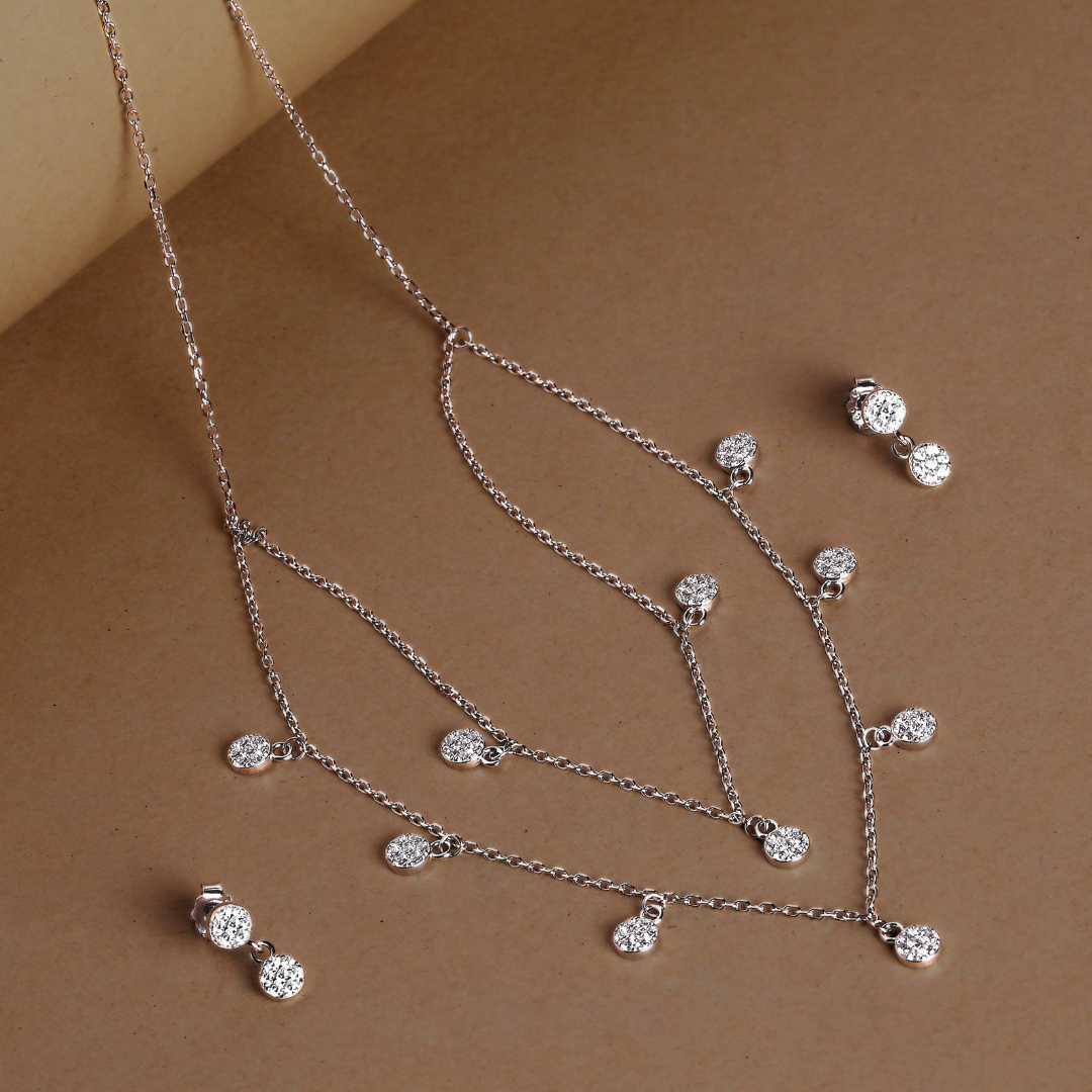 Delicate Polka Dot Necklace Set - 925 Silver Jewelry