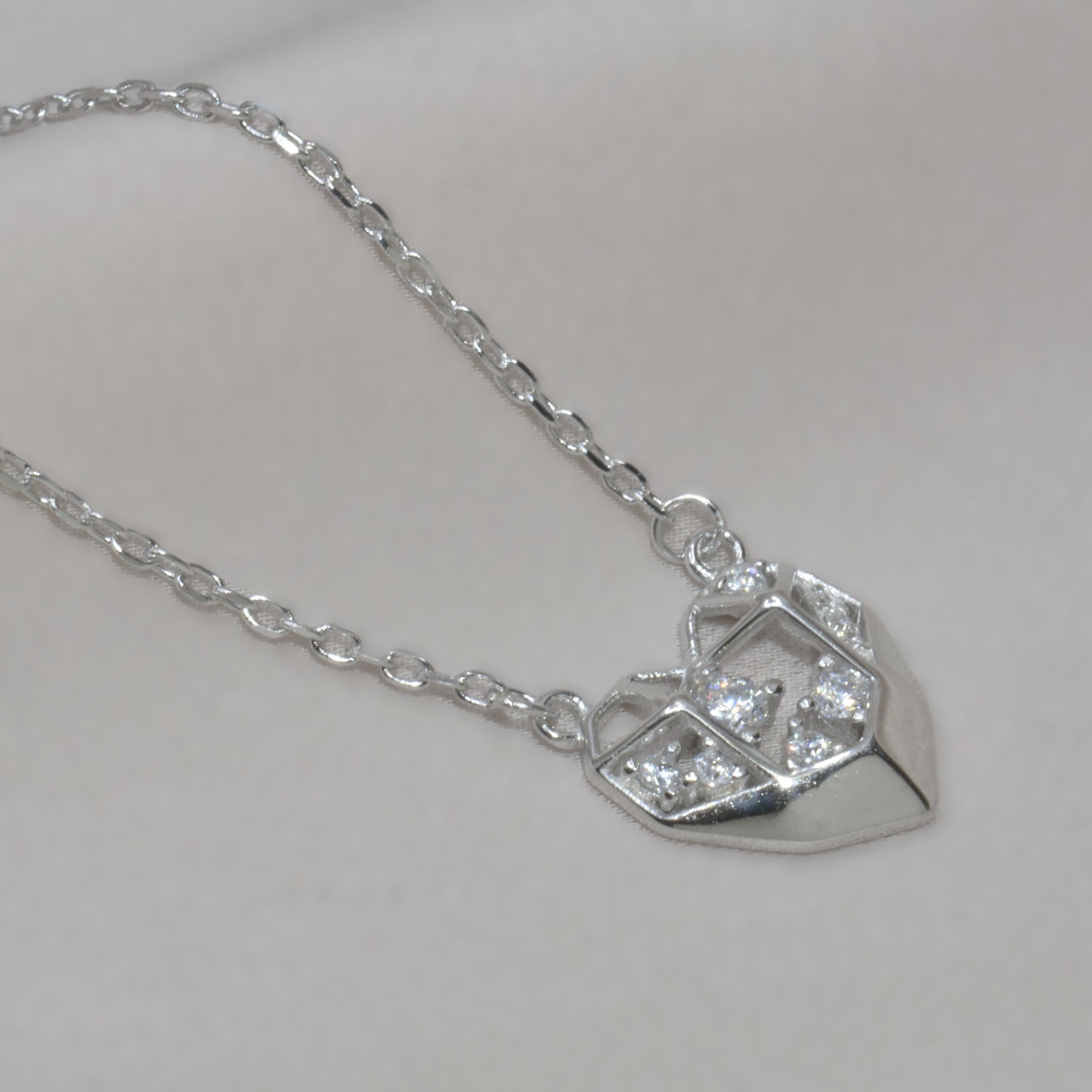 Modern Gold Heart Necklace for Women - 925 Silver Jewelry