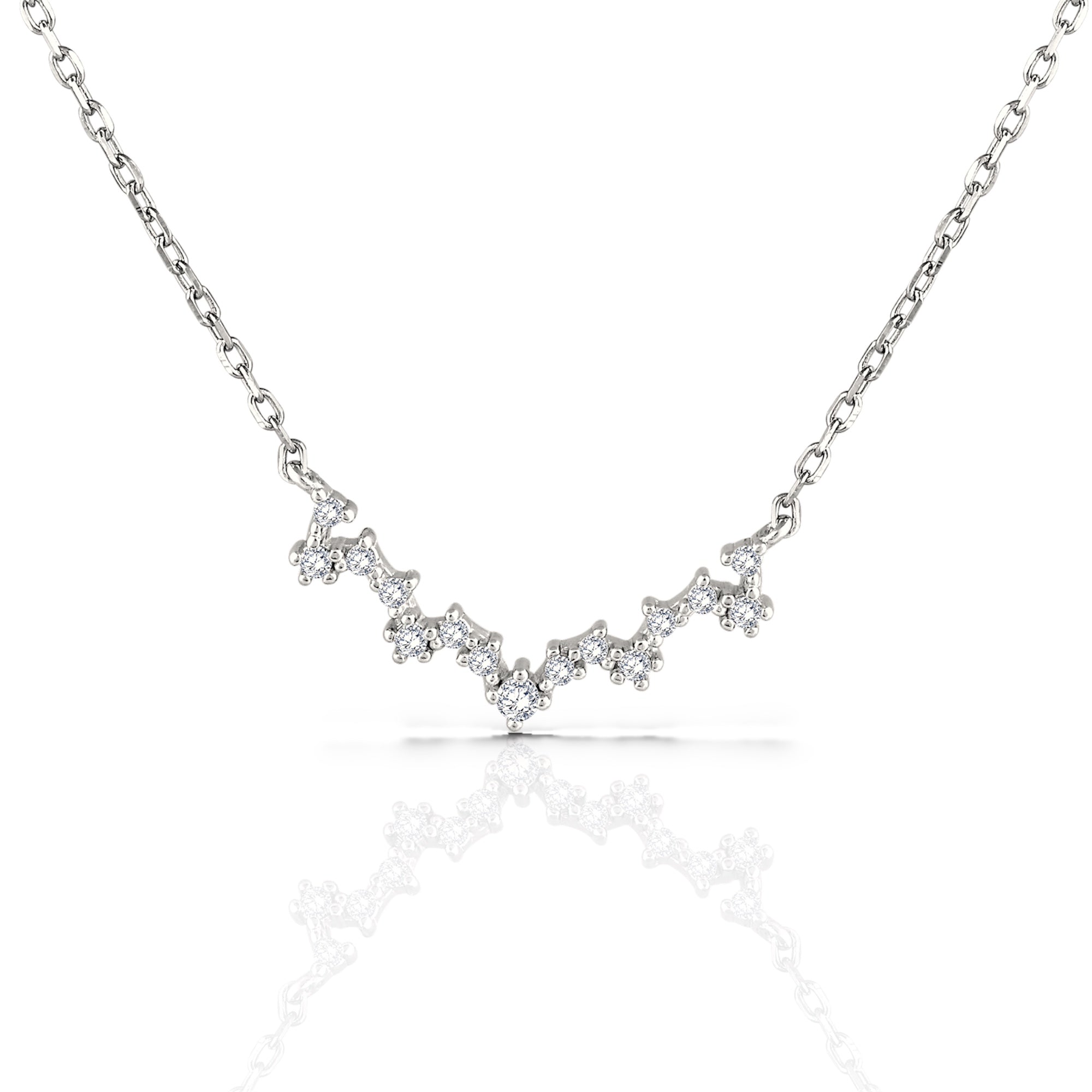 Modern Zigzag Diamond Like Necklace for Women - 925 Silver Jewelry