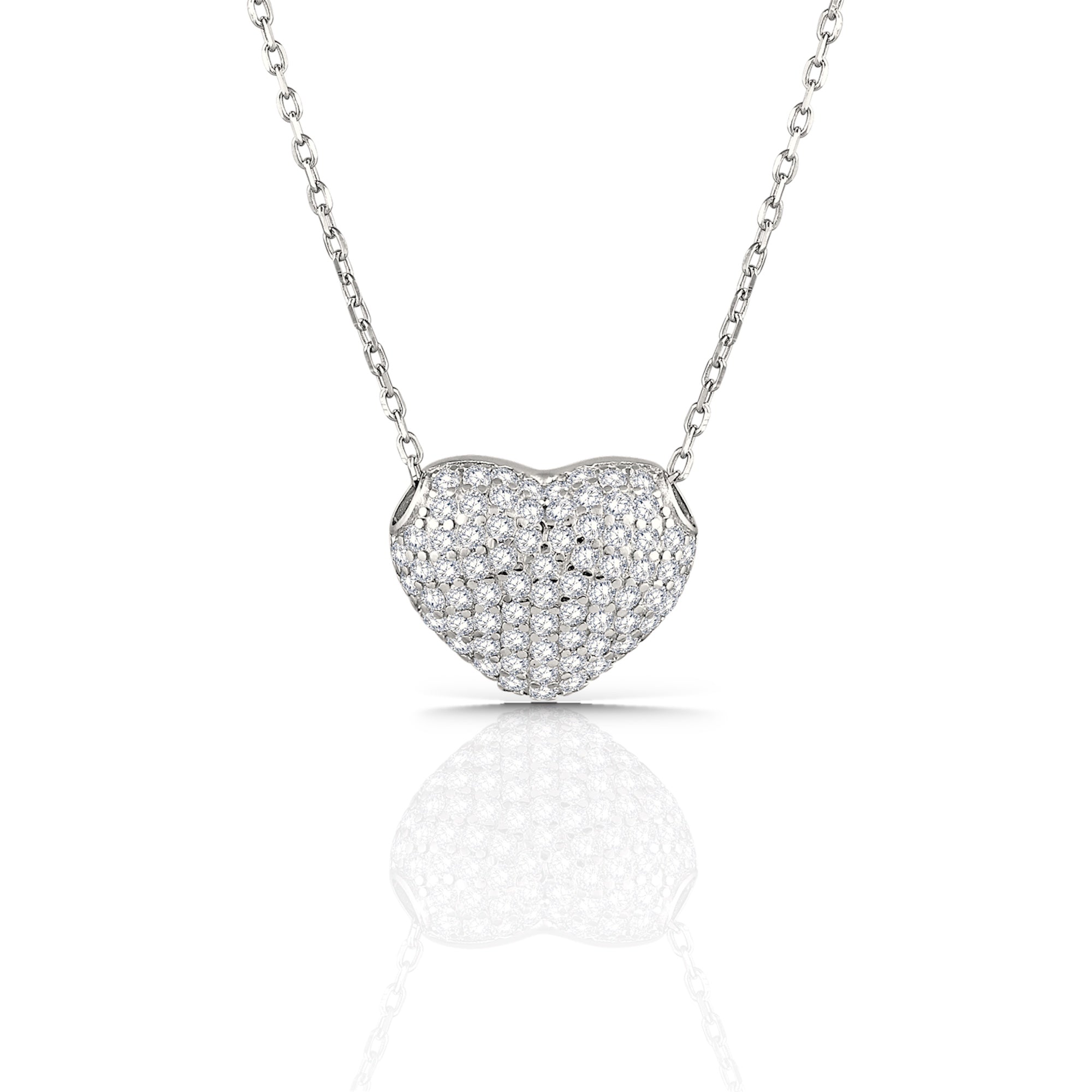 Romantic Heart-Shaped Diamond Like Necklace for Women - 925 Silver Jewelry