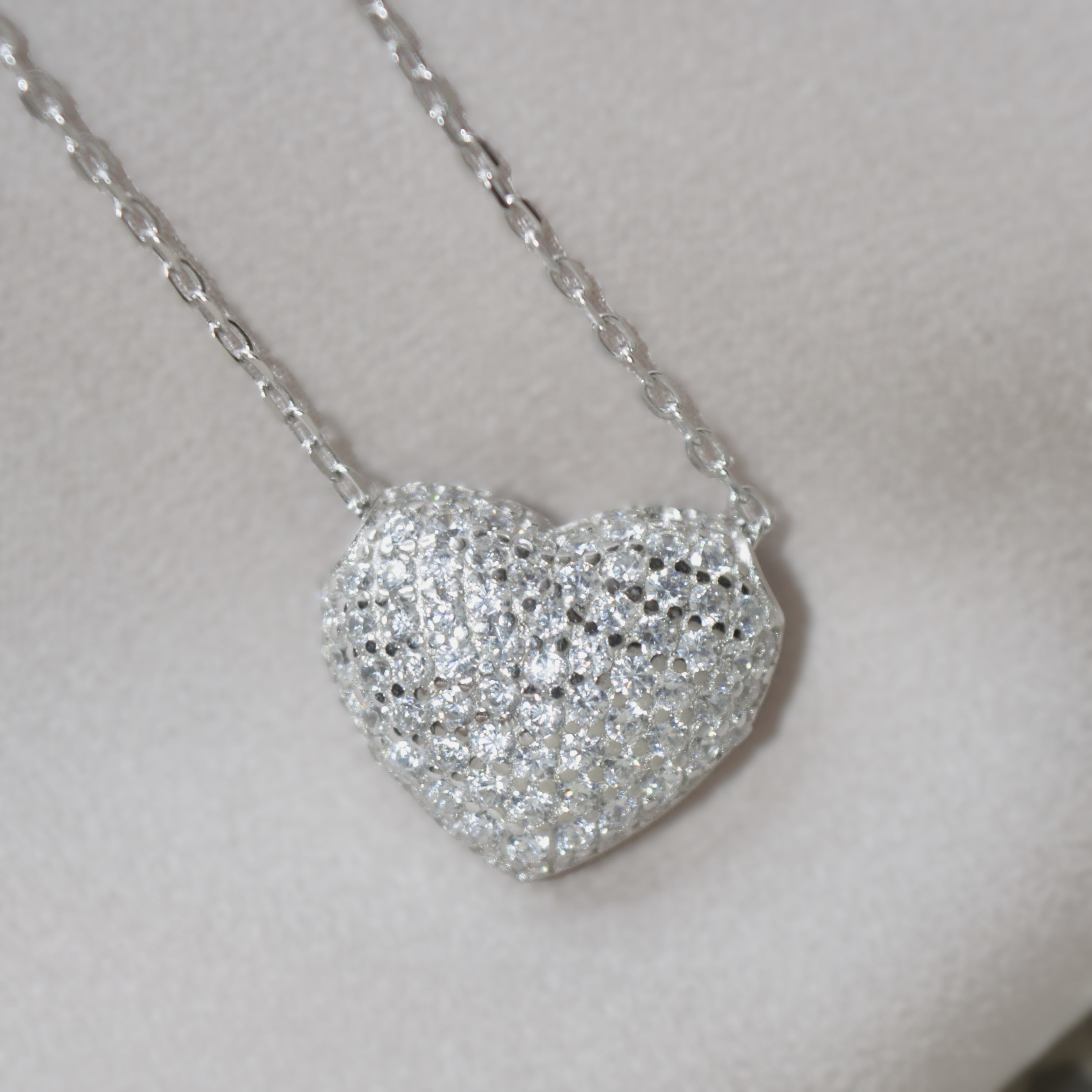 Romantic Heart-Shaped Diamond Like Necklace for Women - 925 Silver Jewelry