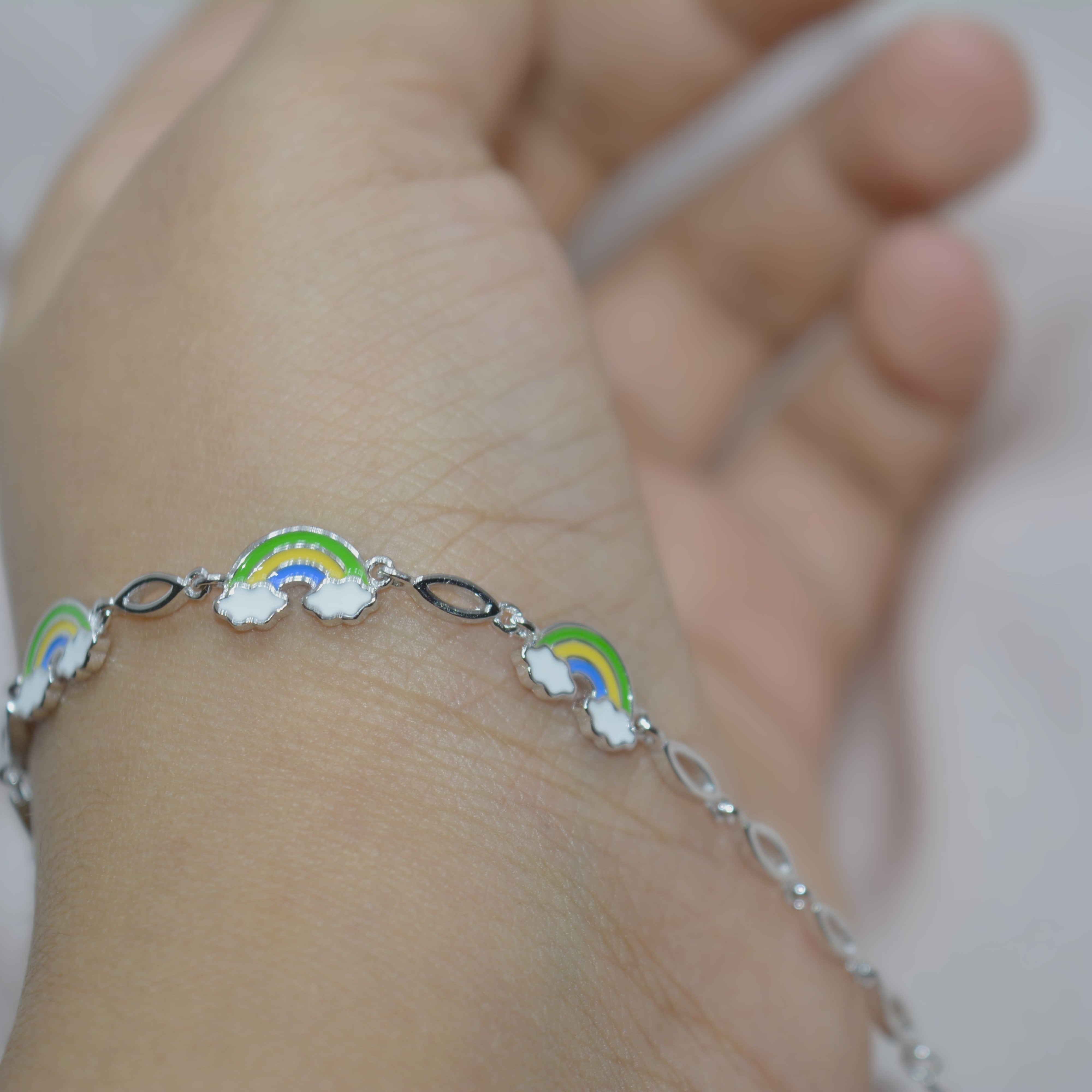 Rainbow Charm Bracelet for Teens - 925 Silver Jewelry