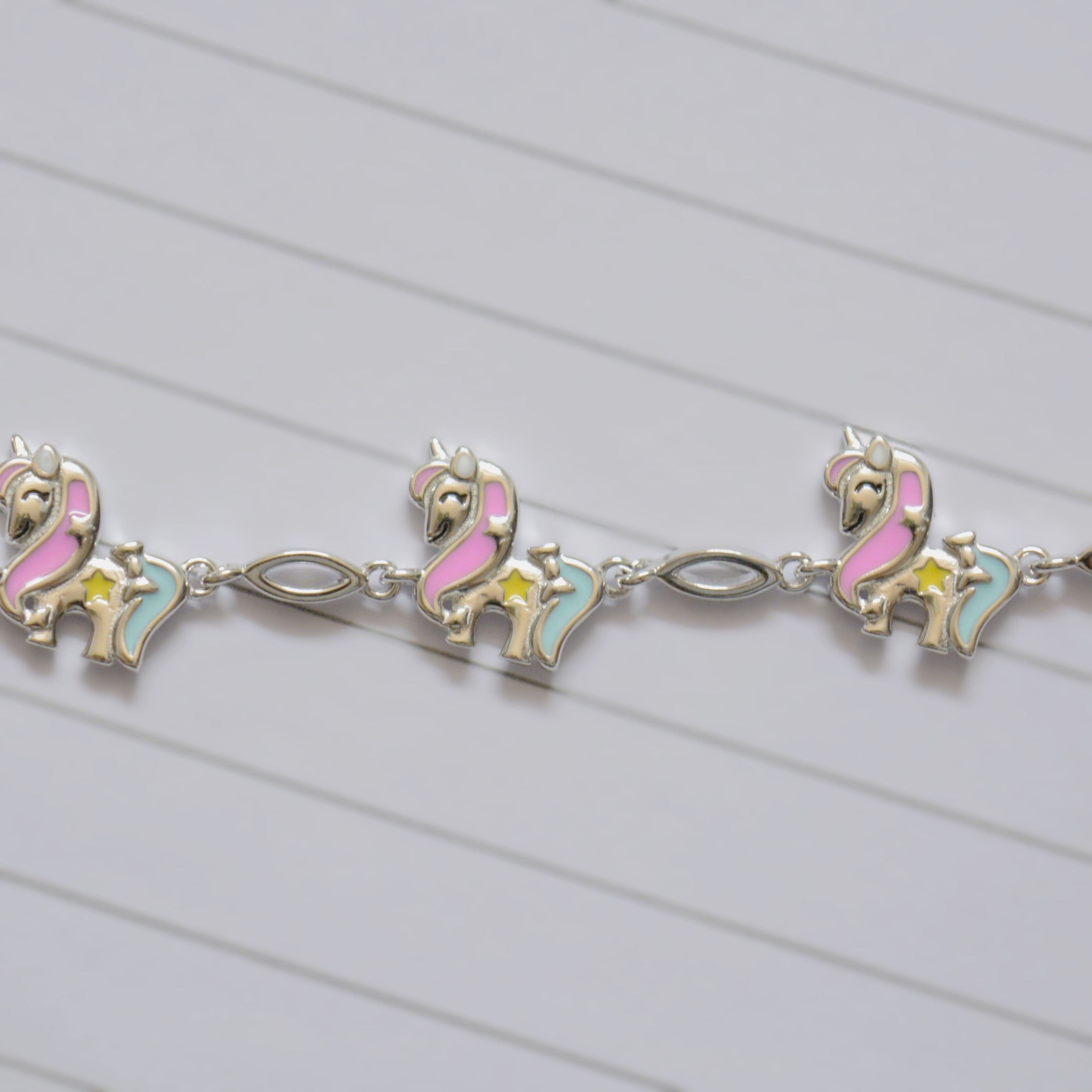 Magical Unicorn Charm Bracelet - 925 Silver Jewelry