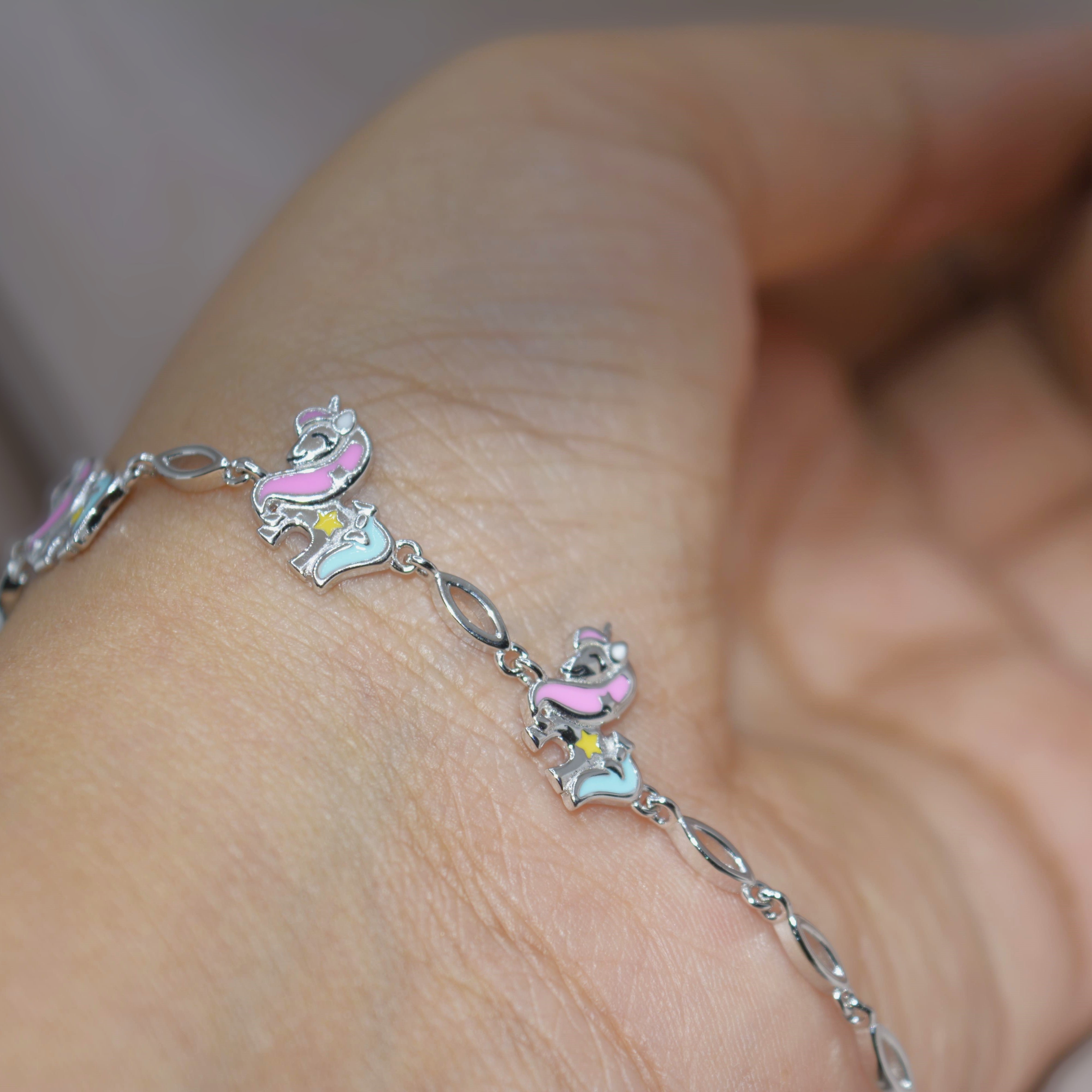 Magical Unicorn Charm Bracelet - 925 Silver Jewelry